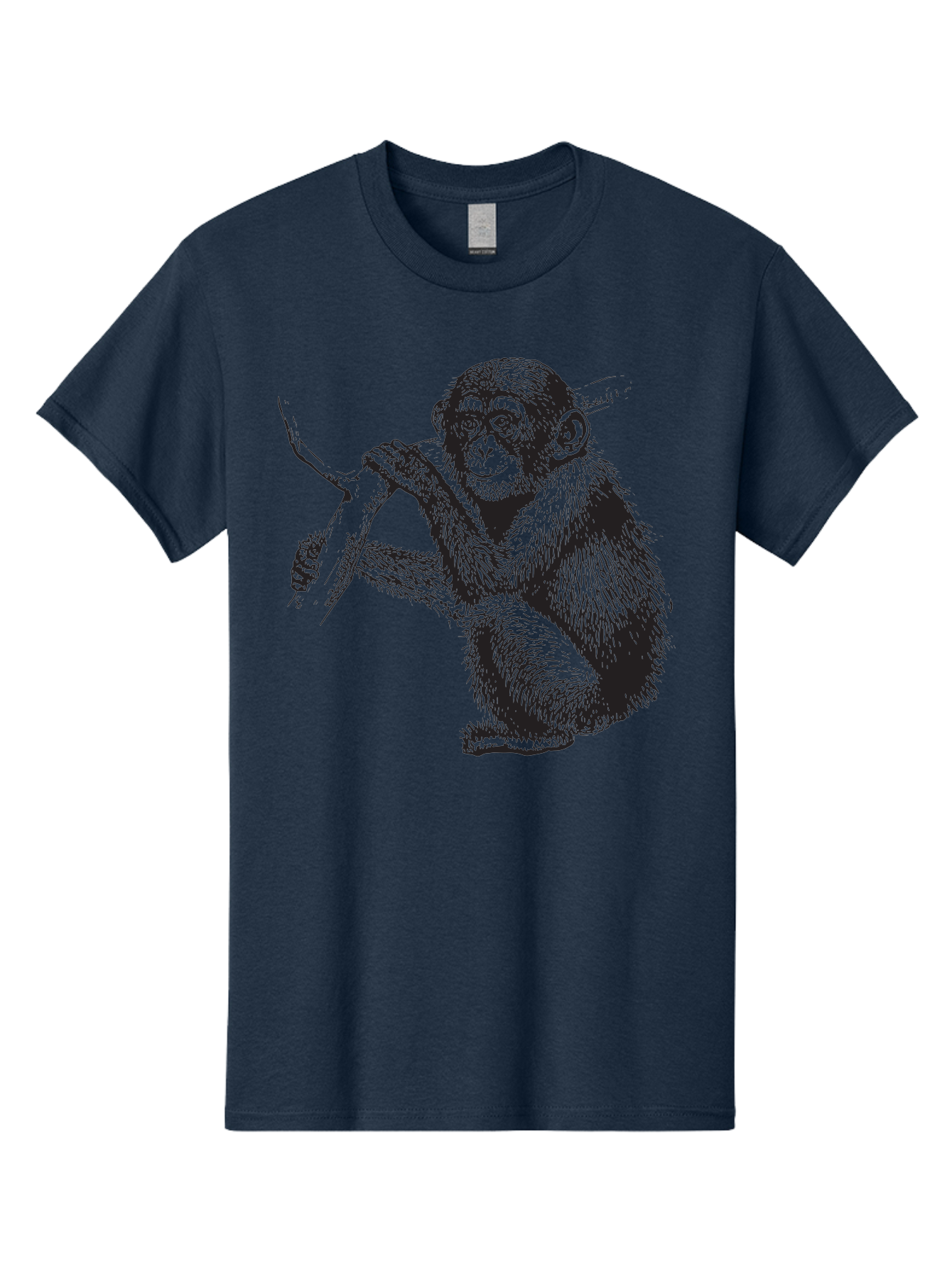 Chimpanzee Men'S Graphic Tee, 100% Cotton, Comfortable Casual Summer Wear, Machine Washable, Chimpanzee Hanging From Branch, Primate Artwork, Monkey Illustration, Wildlife Graphic, Animal Drawing, Edll Art Aad867