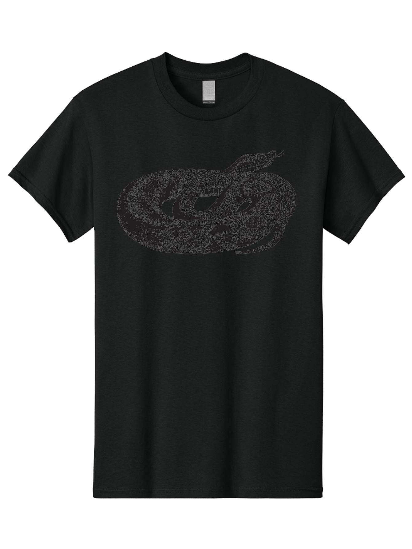 Coiled-Snake-1 Men'S Graphic Tee, 100% Cotton, Comfortable Casual Summer Wear, Machine Washable, Snake Illustration, Coiled Snake, Reptile Art, Wildlife Design, Snake Head, Forked Tongue, Detailed Scales, Black And Green Aad868