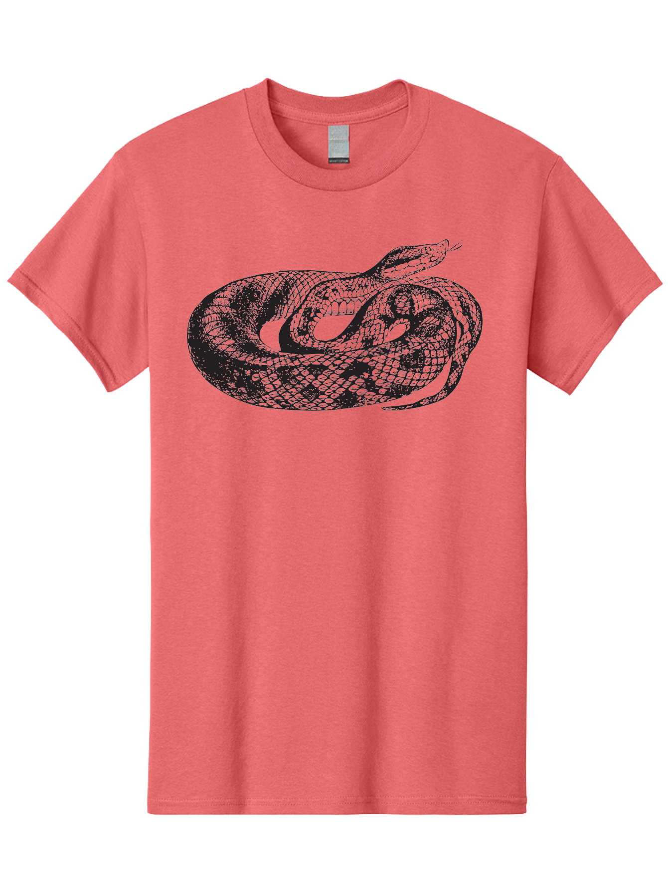 Coiled-Snake-1 Men'S Graphic Tee, 100% Cotton, Comfortable Casual Summer Wear, Machine Washable, Snake Illustration, Coiled Snake, Reptile Art, Wildlife Design, Snake Head, Forked Tongue, Detailed Scales, Black And Green Aad868