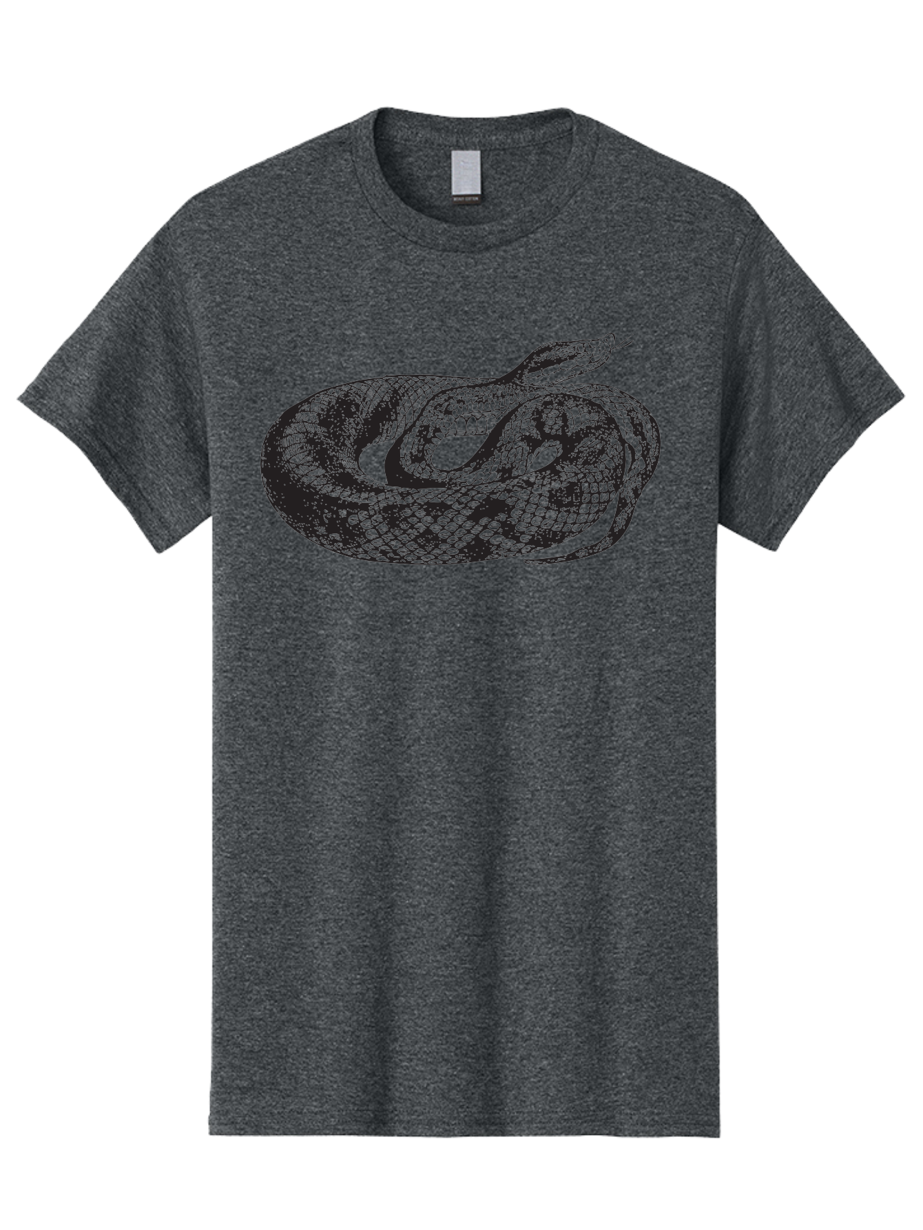 Coiled-Snake-1 Men'S Graphic Tee, 100% Cotton, Comfortable Casual Summer Wear, Machine Washable, Snake Illustration, Coiled Snake, Reptile Art, Wildlife Design, Snake Head, Forked Tongue, Detailed Scales, Black And Green Aad868