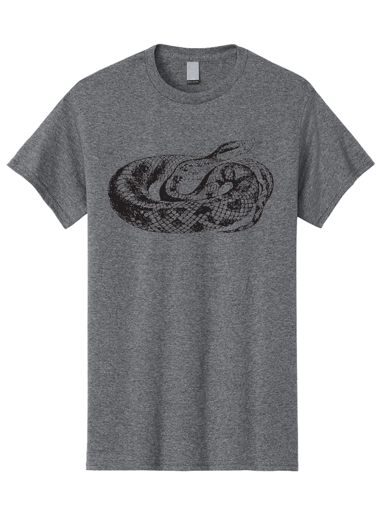 Coiled-Snake-1 Men'S Graphic Tee, 100% Cotton, Comfortable Casual Summer Wear, Machine Washable, Snake Illustration, Coiled Snake, Reptile Art, Wildlife Design, Snake Head, Forked Tongue, Detailed Scales, Black And Green Aad868