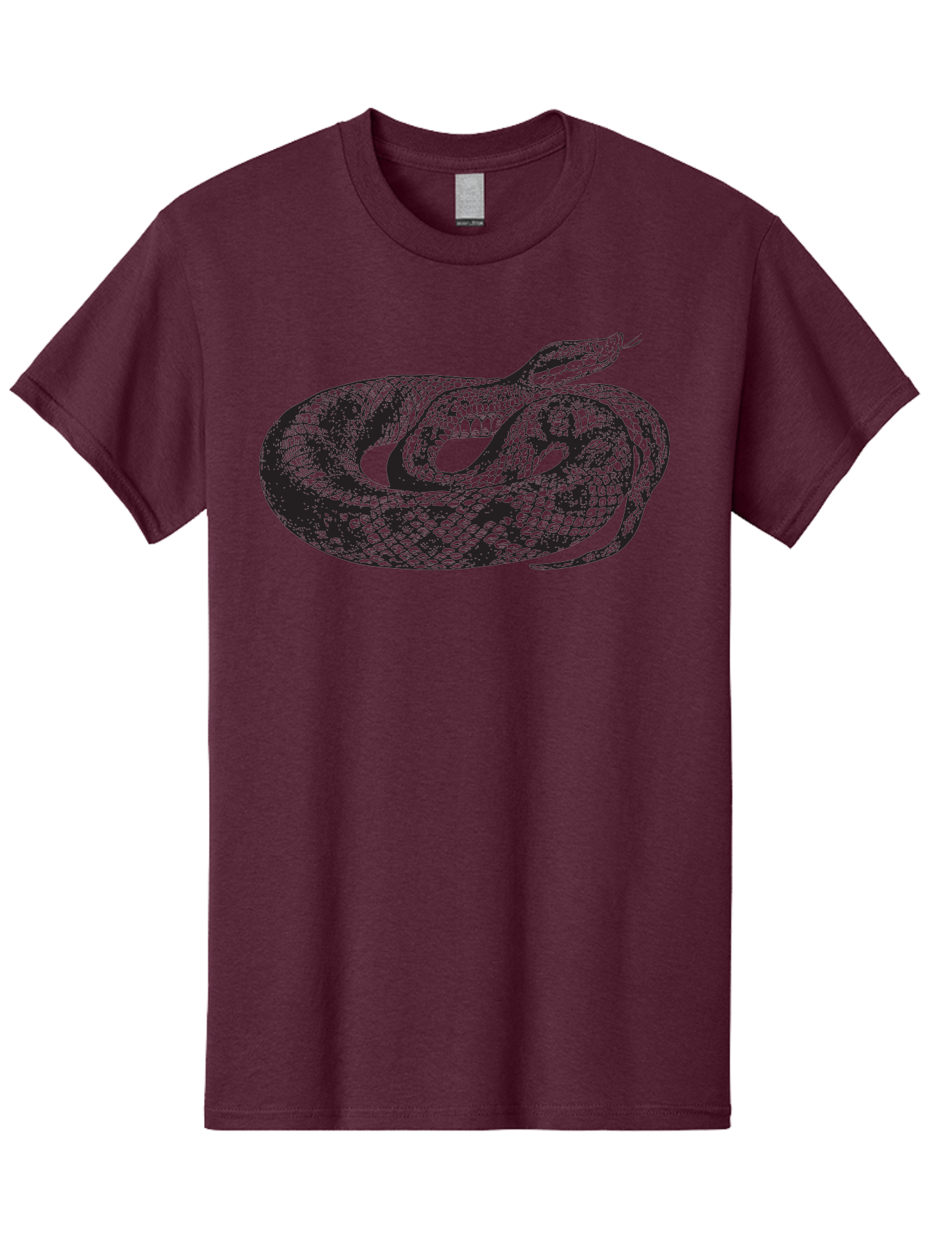 Coiled-Snake-1 Men'S Graphic Tee, 100% Cotton, Comfortable Casual Summer Wear, Machine Washable, Snake Illustration, Coiled Snake, Reptile Art, Wildlife Design, Snake Head, Forked Tongue, Detailed Scales, Black And Green Aad868