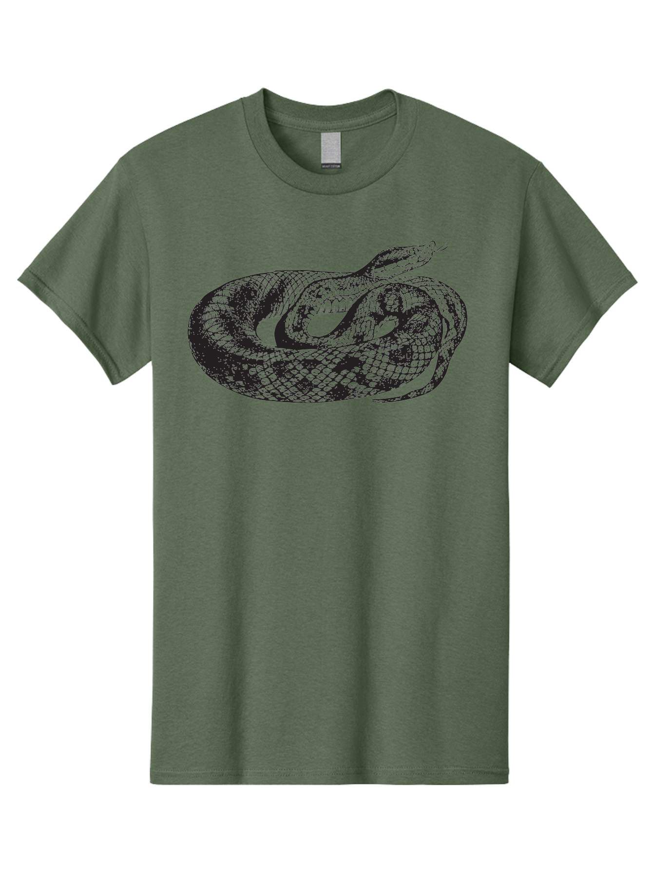 Coiled-Snake-1 Men'S Graphic Tee, 100% Cotton, Comfortable Casual Summer Wear, Machine Washable, Snake Illustration, Coiled Snake, Reptile Art, Wildlife Design, Snake Head, Forked Tongue, Detailed Scales, Black And Green Aad868