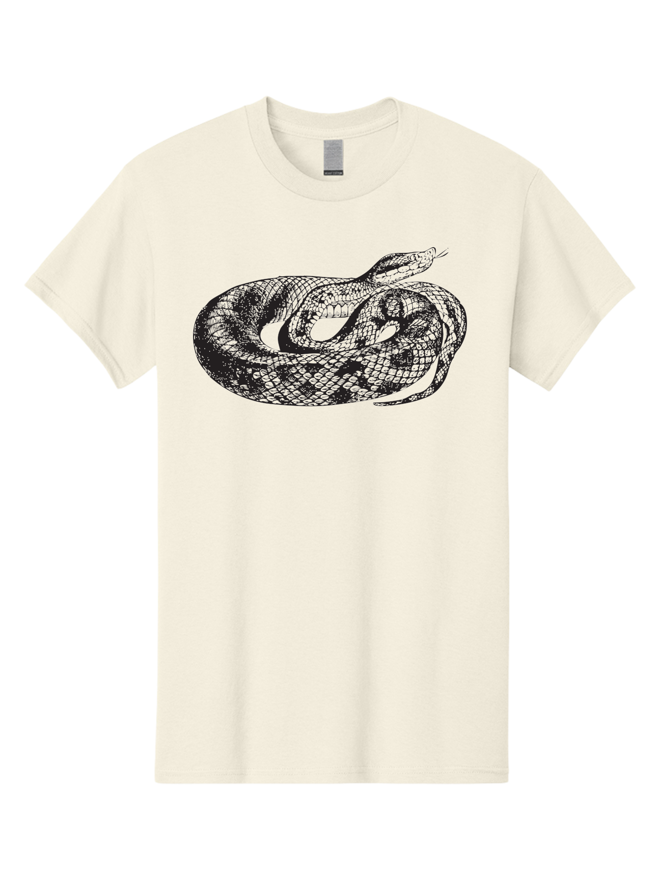 Coiled-Snake-1 Men'S Graphic Tee, 100% Cotton, Comfortable Casual Summer Wear, Machine Washable, Snake Illustration, Coiled Snake, Reptile Art, Wildlife Design, Snake Head, Forked Tongue, Detailed Scales, Black And Green Aad868