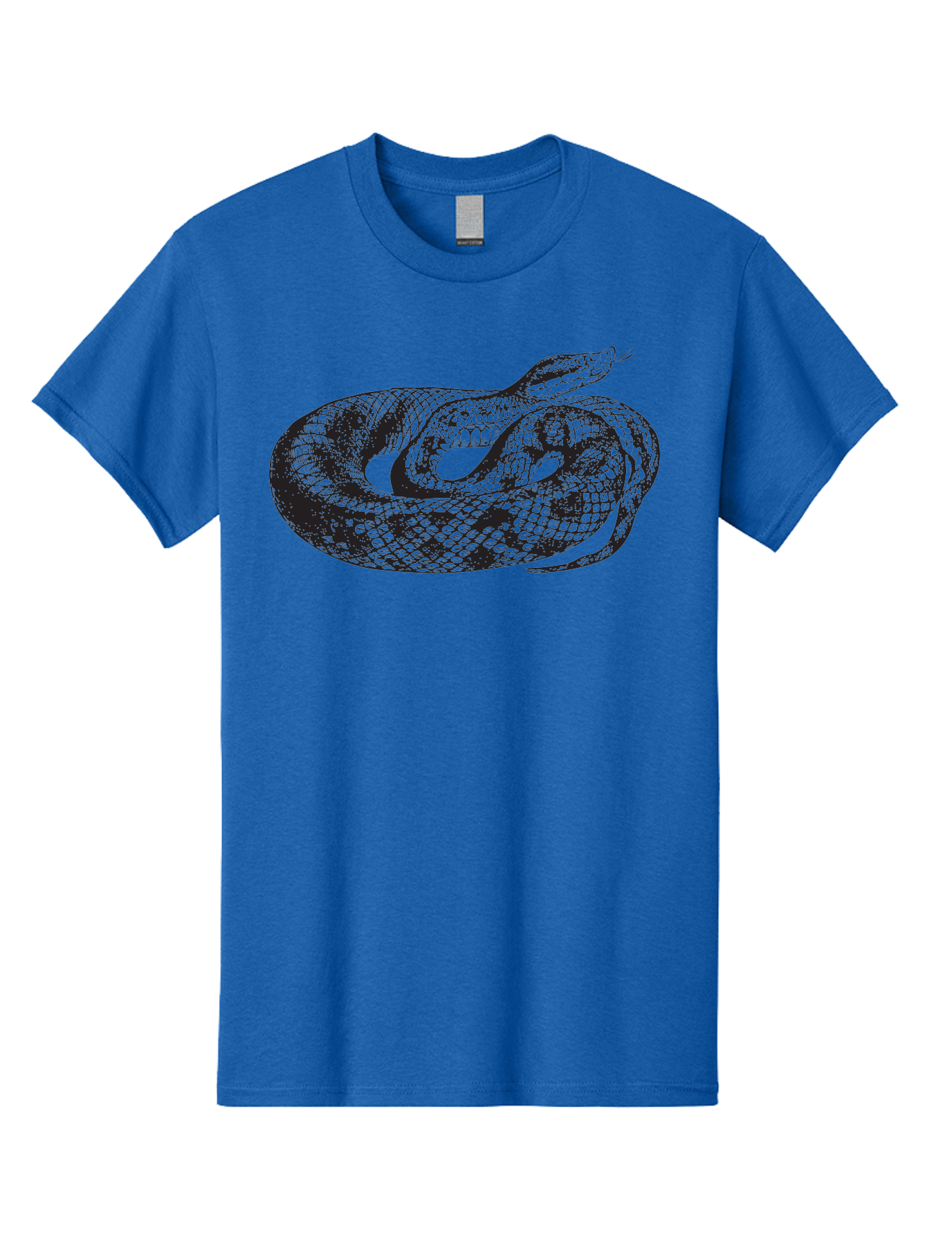 Coiled-Snake-1 Men'S Graphic Tee, 100% Cotton, Comfortable Casual Summer Wear, Machine Washable, Snake Illustration, Coiled Snake, Reptile Art, Wildlife Design, Snake Head, Forked Tongue, Detailed Scales, Black And Green Aad868