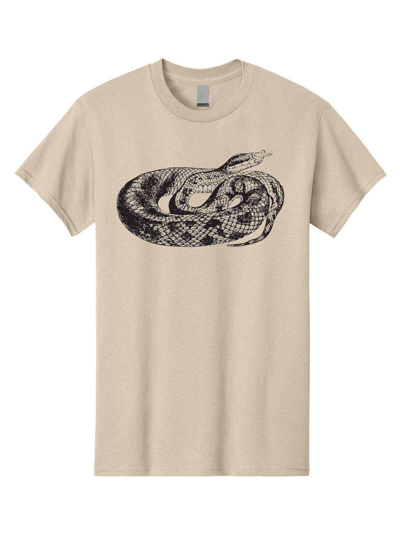 Coiled-Snake-1 Men'S Graphic Tee, 100% Cotton, Comfortable Casual Summer Wear, Machine Washable, Snake Illustration, Coiled Snake, Reptile Art, Wildlife Design, Snake Head, Forked Tongue, Detailed Scales, Black And Green Aad868