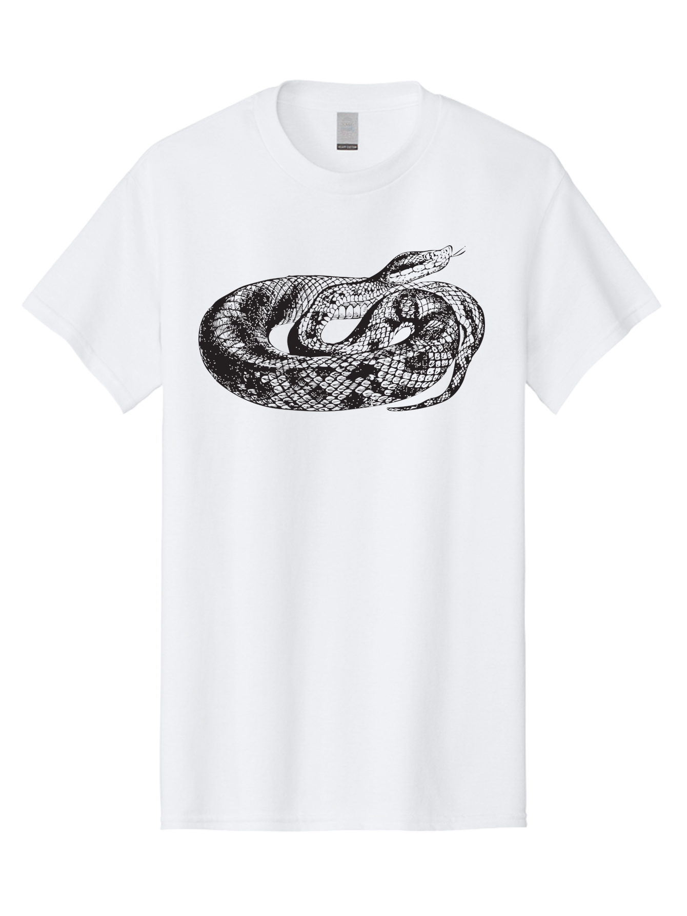 Coiled-Snake-1 Men'S Graphic Tee, 100% Cotton, Comfortable Casual Summer Wear, Machine Washable, Snake Illustration, Coiled Snake, Reptile Art, Wildlife Design, Snake Head, Forked Tongue, Detailed Scales, Black And Green Aad868
