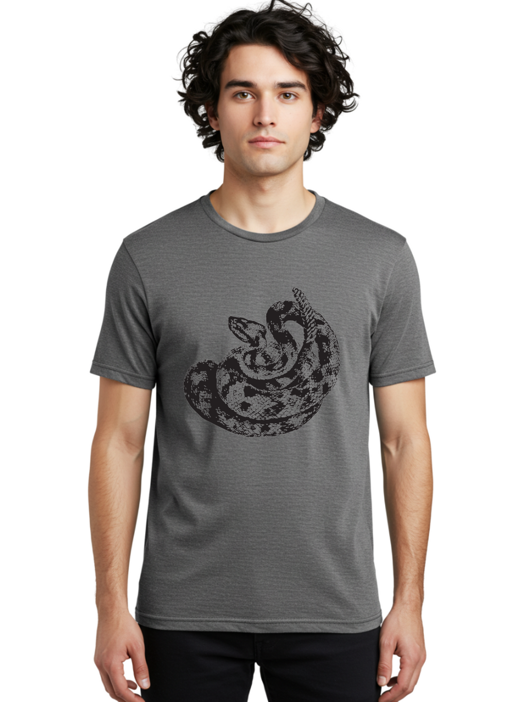 Coiled-Snake-2 Men'S Graphic Tee, 100% Cotton, Comfortable Casual Summer Wear, Machine Washable, Serpent Illustration, Coiled Snake, Reptile Art, Wildlife Graphic, Snake Design, Danger Symbol, Venomous Snake, Wild Animal, Snake Pattern, Aad869