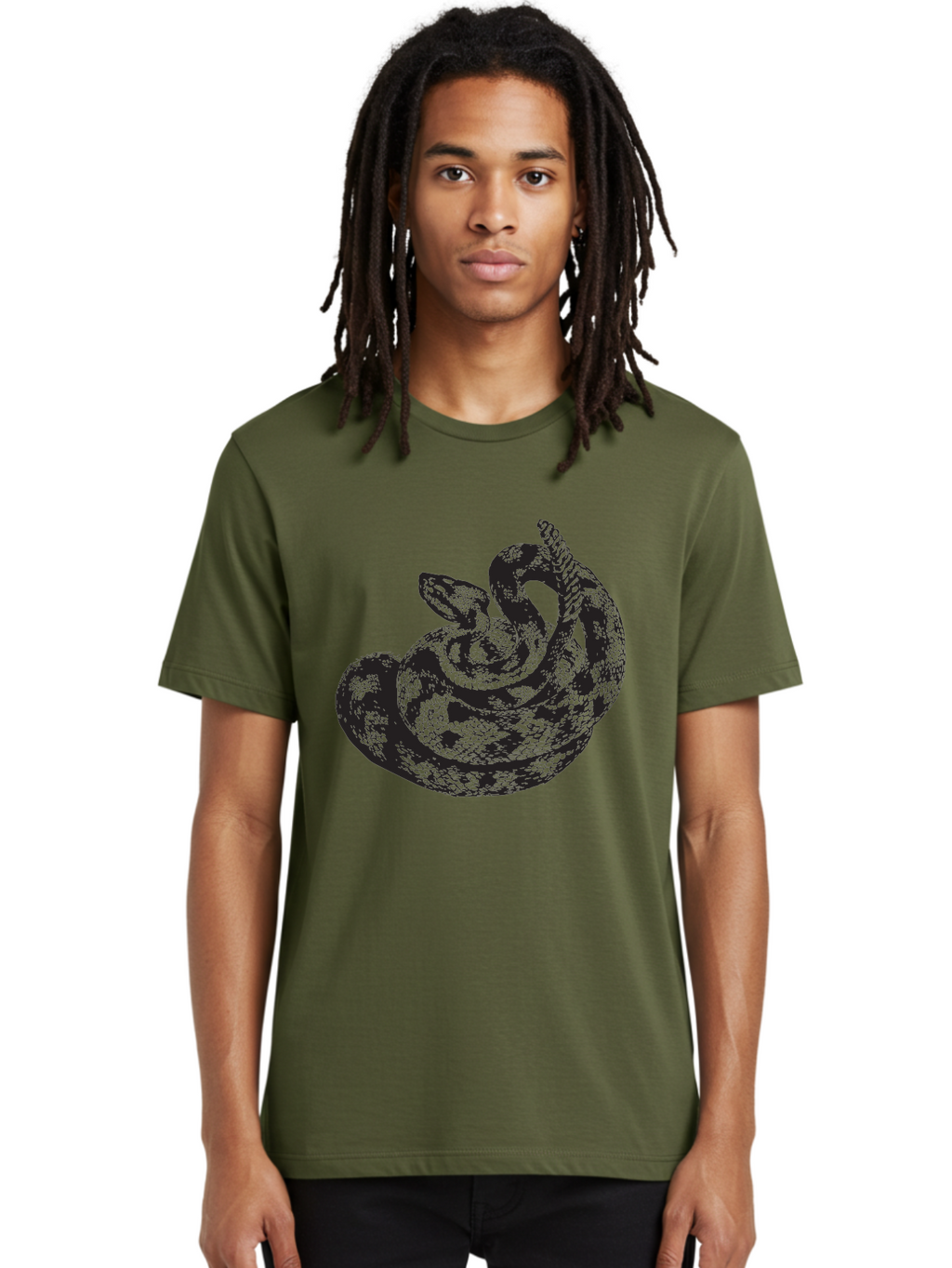 Coiled-Snake-2 Men'S Graphic Tee, 100% Cotton, Comfortable Casual Summer Wear, Machine Washable, Serpent Illustration, Coiled Snake, Reptile Art, Wildlife Graphic, Snake Design, Danger Symbol, Venomous Snake, Wild Animal, Snake Pattern, Aad869