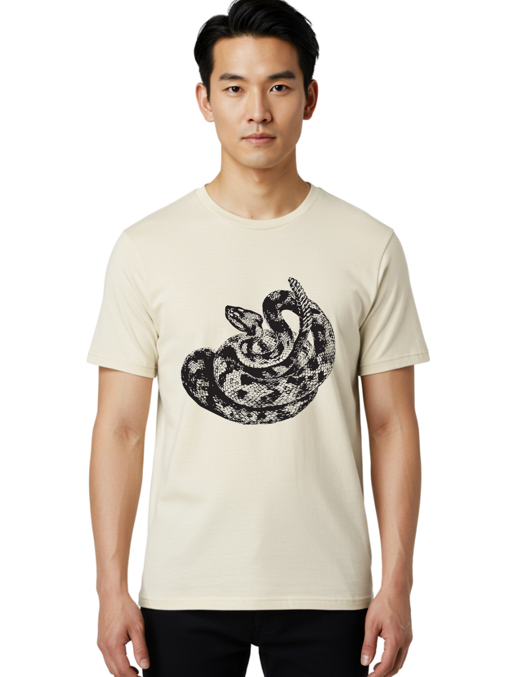 Coiled-Snake-2 Men'S Graphic Tee, 100% Cotton, Comfortable Casual Summer Wear, Machine Washable, Serpent Illustration, Coiled Snake, Reptile Art, Wildlife Graphic, Snake Design, Danger Symbol, Venomous Snake, Wild Animal, Snake Pattern, Aad869