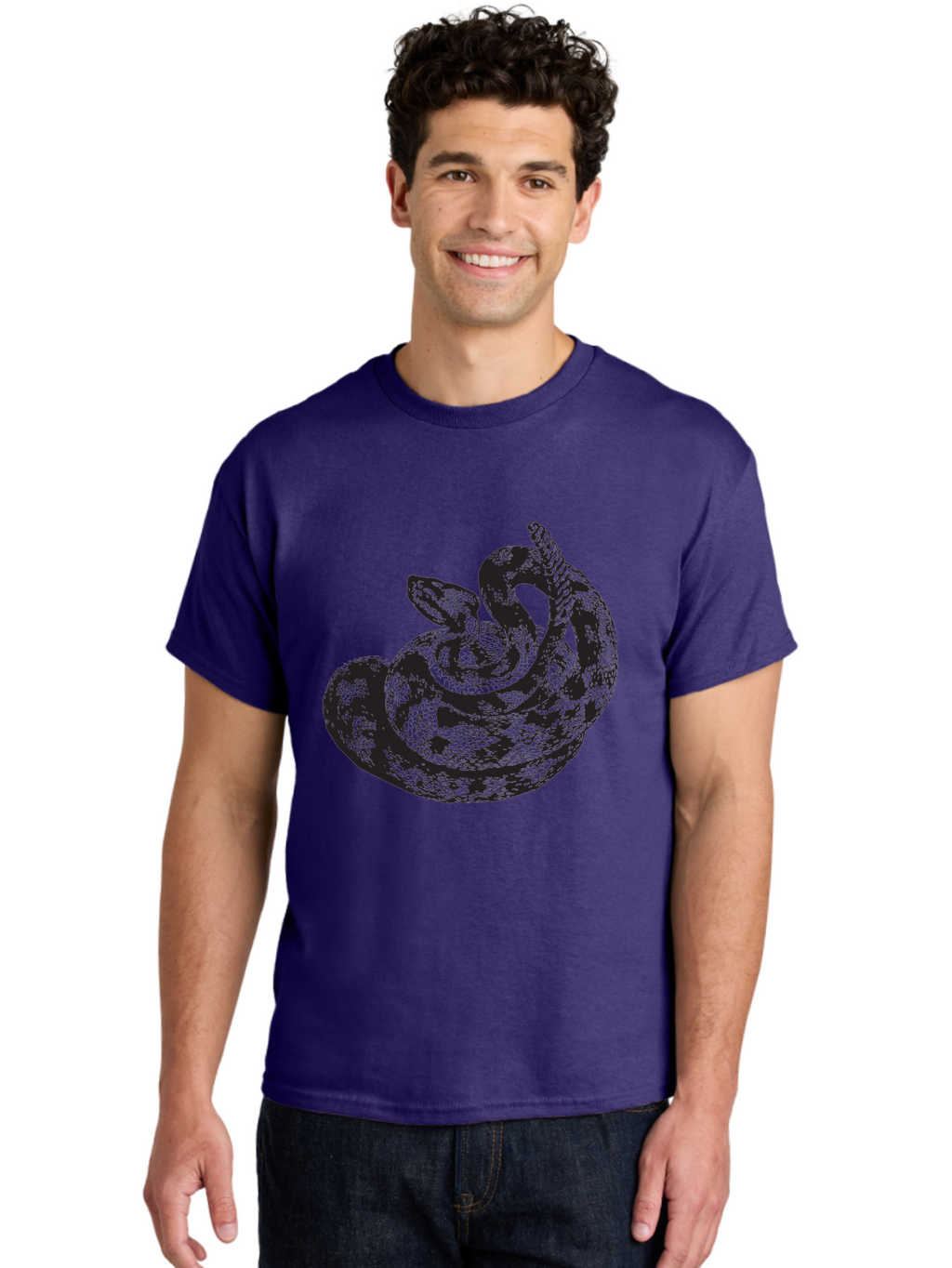 Coiled-Snake-2 Men'S Graphic Tee, 100% Cotton, Comfortable Casual Summer Wear, Machine Washable, Serpent Illustration, Coiled Snake, Reptile Art, Wildlife Graphic, Snake Design, Danger Symbol, Venomous Snake, Wild Animal, Snake Pattern, Aad869