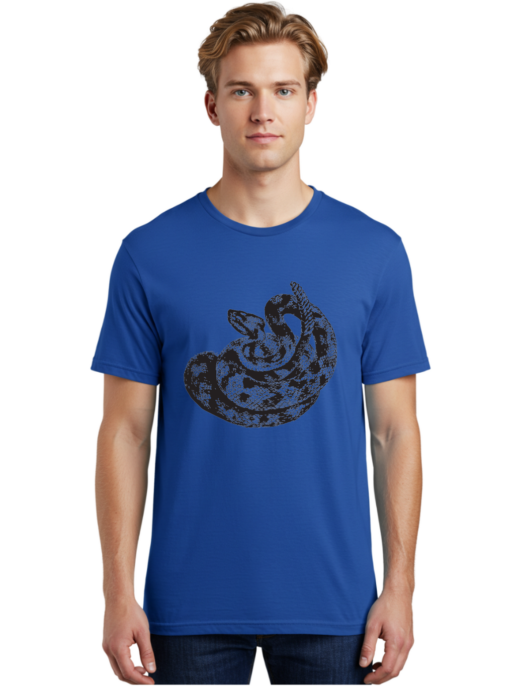 Coiled-Snake-2 Men'S Graphic Tee, 100% Cotton, Comfortable Casual Summer Wear, Machine Washable, Serpent Illustration, Coiled Snake, Reptile Art, Wildlife Graphic, Snake Design, Danger Symbol, Venomous Snake, Wild Animal, Snake Pattern, Aad869