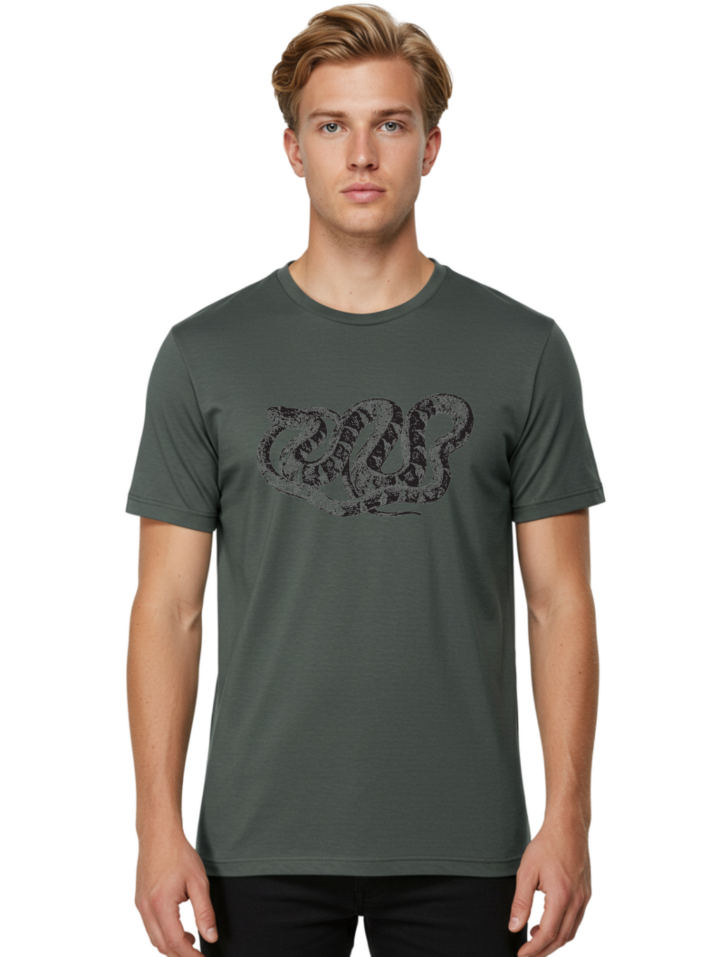 Coiled-Snake Men'S Graphic Tee, 100% Cotton, Comfortable Casual Summer Wear, Machine Washable, Serpent Art, Snake Illustration, Reptile Design, Coiled Snake, Wildlife Artwork, Snake Pattern, Detailed Snake, Abstract Snake Aad870