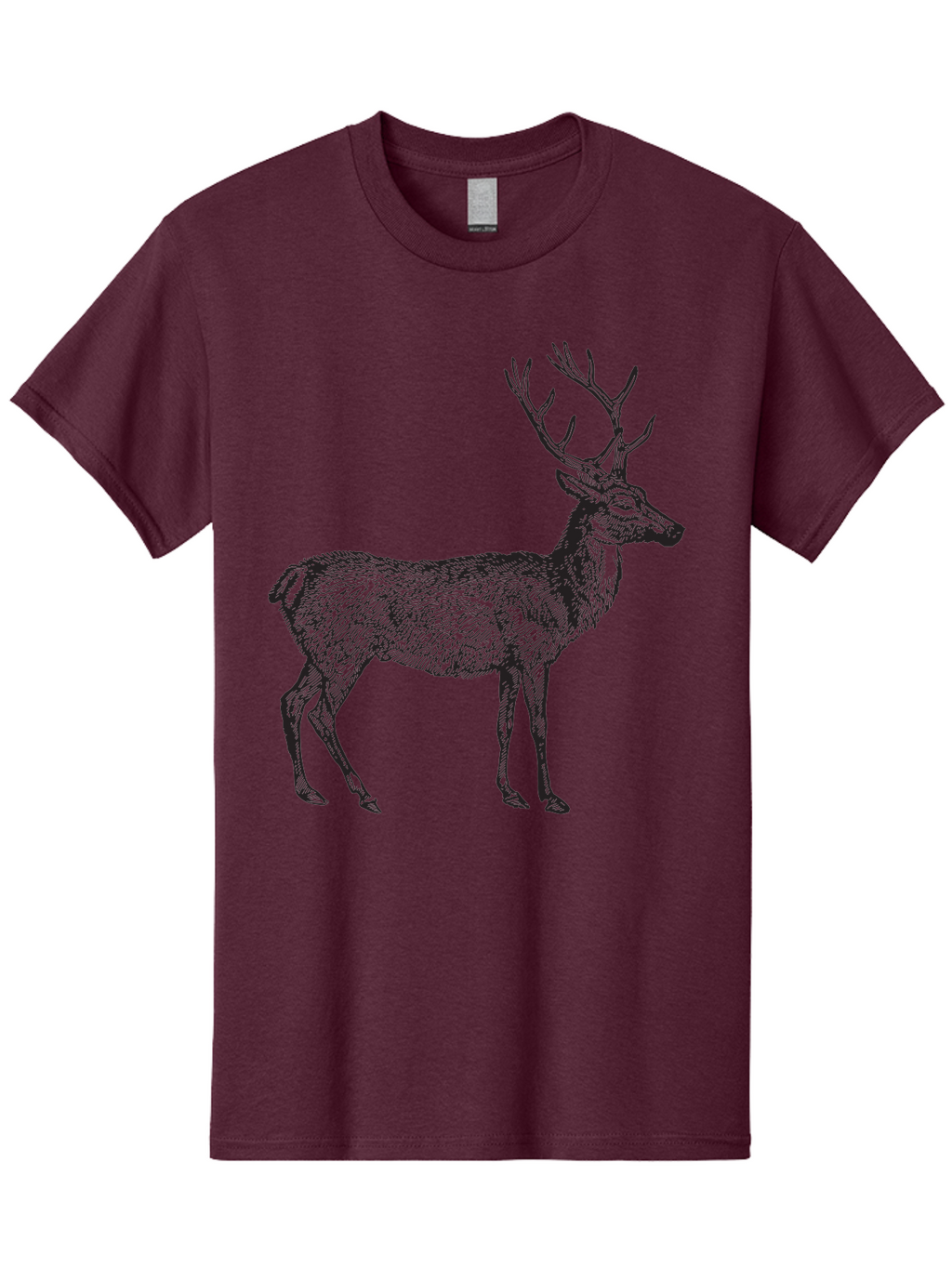 Deer-Illustration Men'S Graphic Tee, 100% Cotton, Comfortable Casual Summer Wear, Machine Washable, Deer With Antlers, Wildlife Illustration, Animal Drawing, Forest Creature, Majestic Animal, Natural World, Wild Deer Aad875
