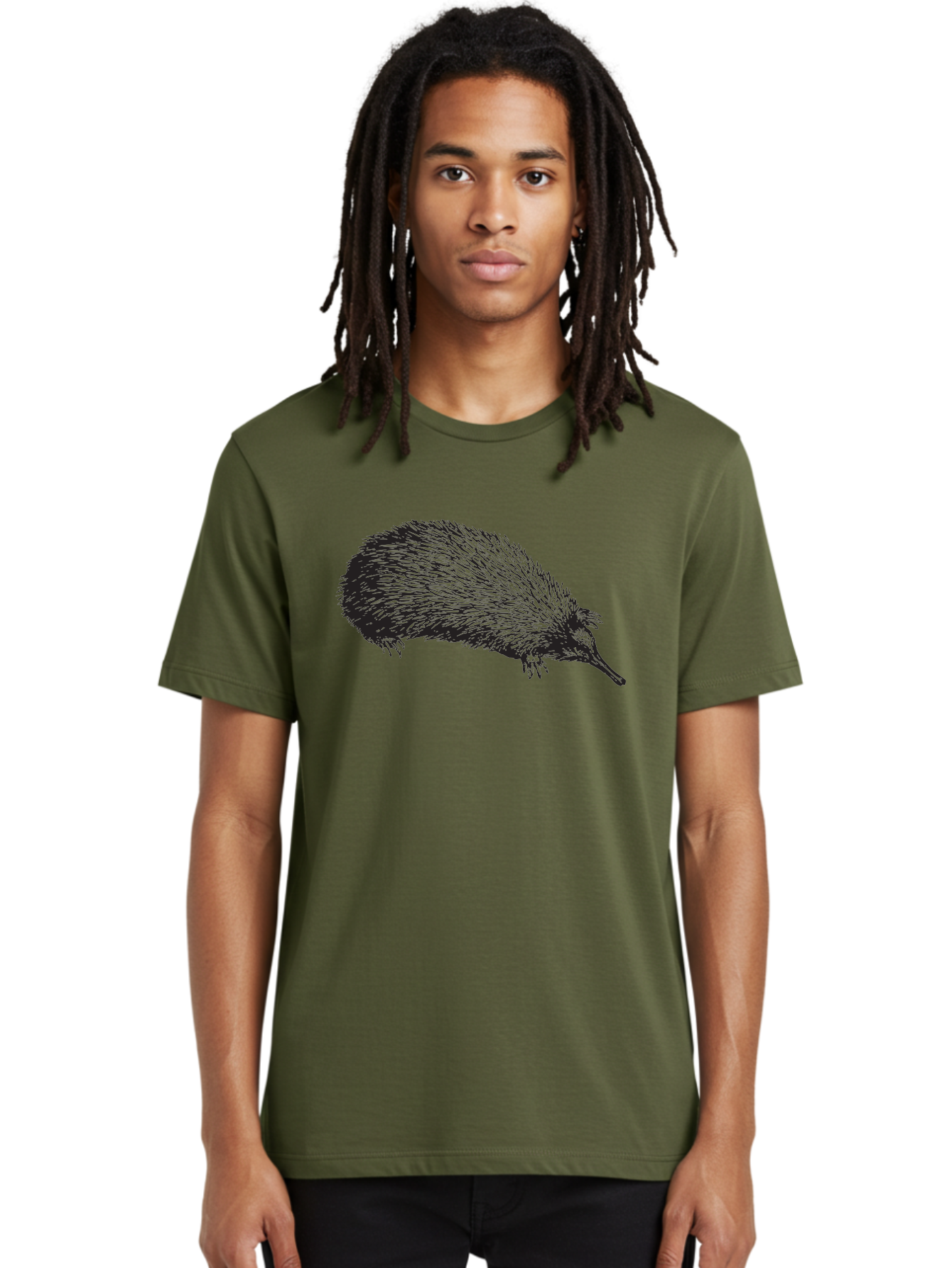 Echidna Men'S Graphic Tee, 100% Cotton, Comfortable Casual Summer Wear, Machine Washable, Echidna Illustration, Spiky Fur, Unique Creature, Wildlife Art, Animal Graphics, Spiny Mammal, Australian Wildlife, Quirky Design, Wildlife Illustration Aad876