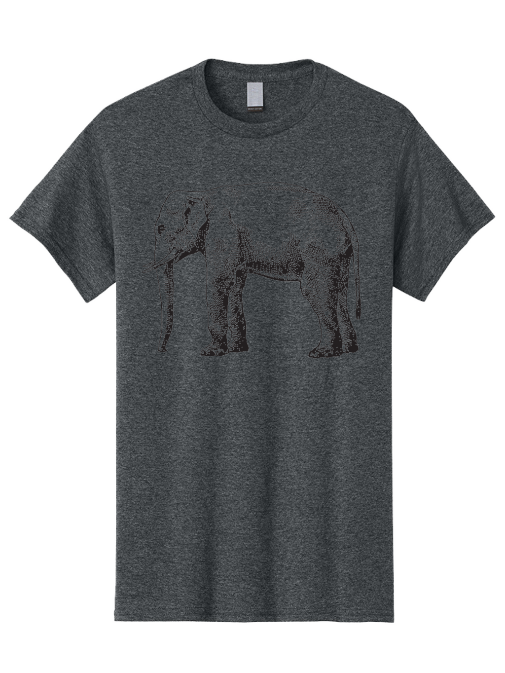 Elephant-2 Men'S Graphic Tee, 100% Cotton, Comfortable Casual Summer Wear, Machine Washable, Elephant Illustration, Wildlife Art, Black And White Drawing, Detailed Shading, Large Mammal, Trunk And Tusks, Wildlife Conservation Aad878