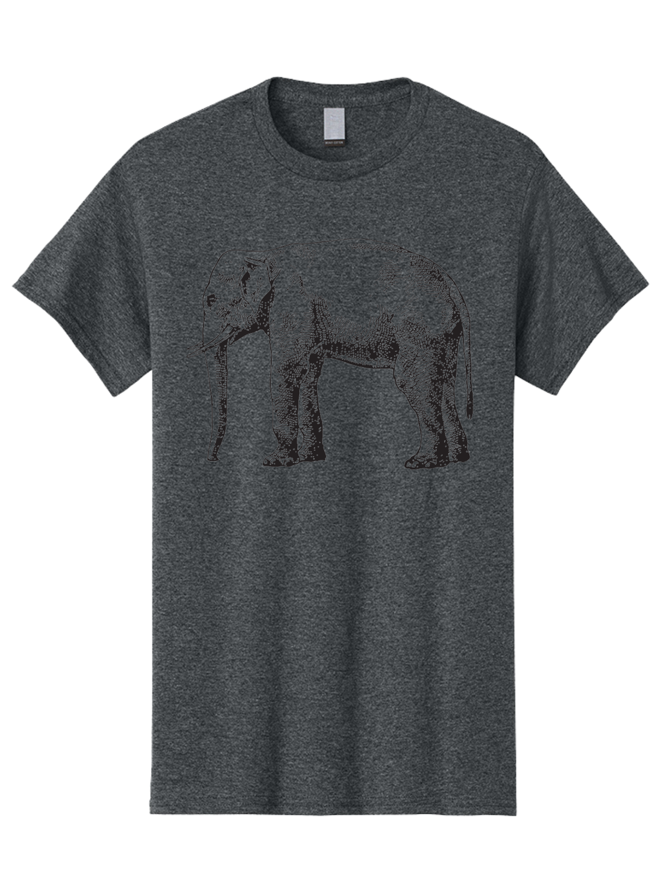 Elephant-2 Men'S Graphic Tee, 100% Cotton, Comfortable Casual Summer Wear, Machine Washable, Elephant Illustration, Wildlife Art, Black And White Drawing, Detailed Shading, Large Mammal, Trunk And Tusks, Wildlife Conservation Aad878