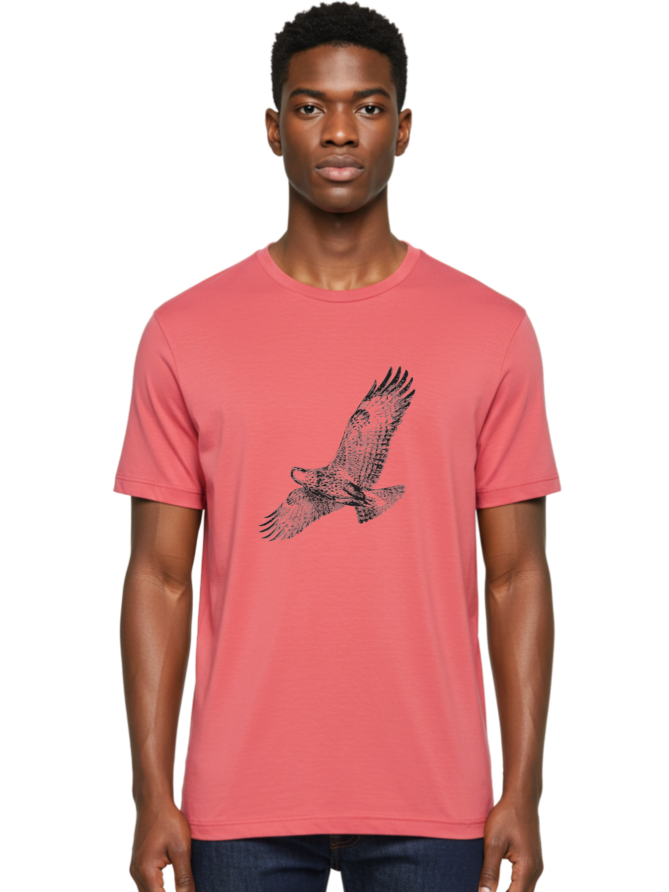 Falcon-In-Flight Men'S Graphic Tee, 100% Cotton, Comfortable Casual Summer Wear, Machine Washable, Eagle In Flight, Bird Of Prey, Wingspan, Majestic Creature, Freedom, Soaring High, Wildlife Art Aad881