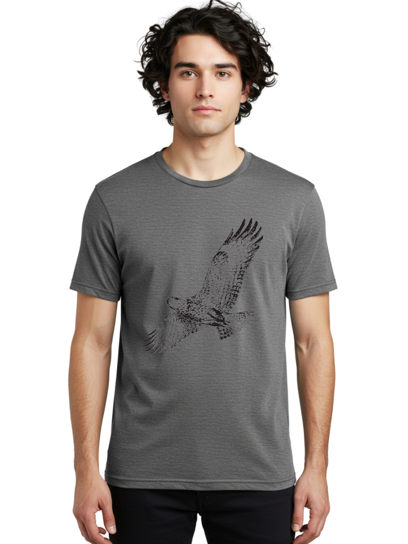 Falcon-In-Flight Men'S Graphic Tee, 100% Cotton, Comfortable Casual Summer Wear, Machine Washable, Eagle In Flight, Bird Of Prey, Wingspan, Majestic Creature, Freedom, Soaring High, Wildlife Art Aad881