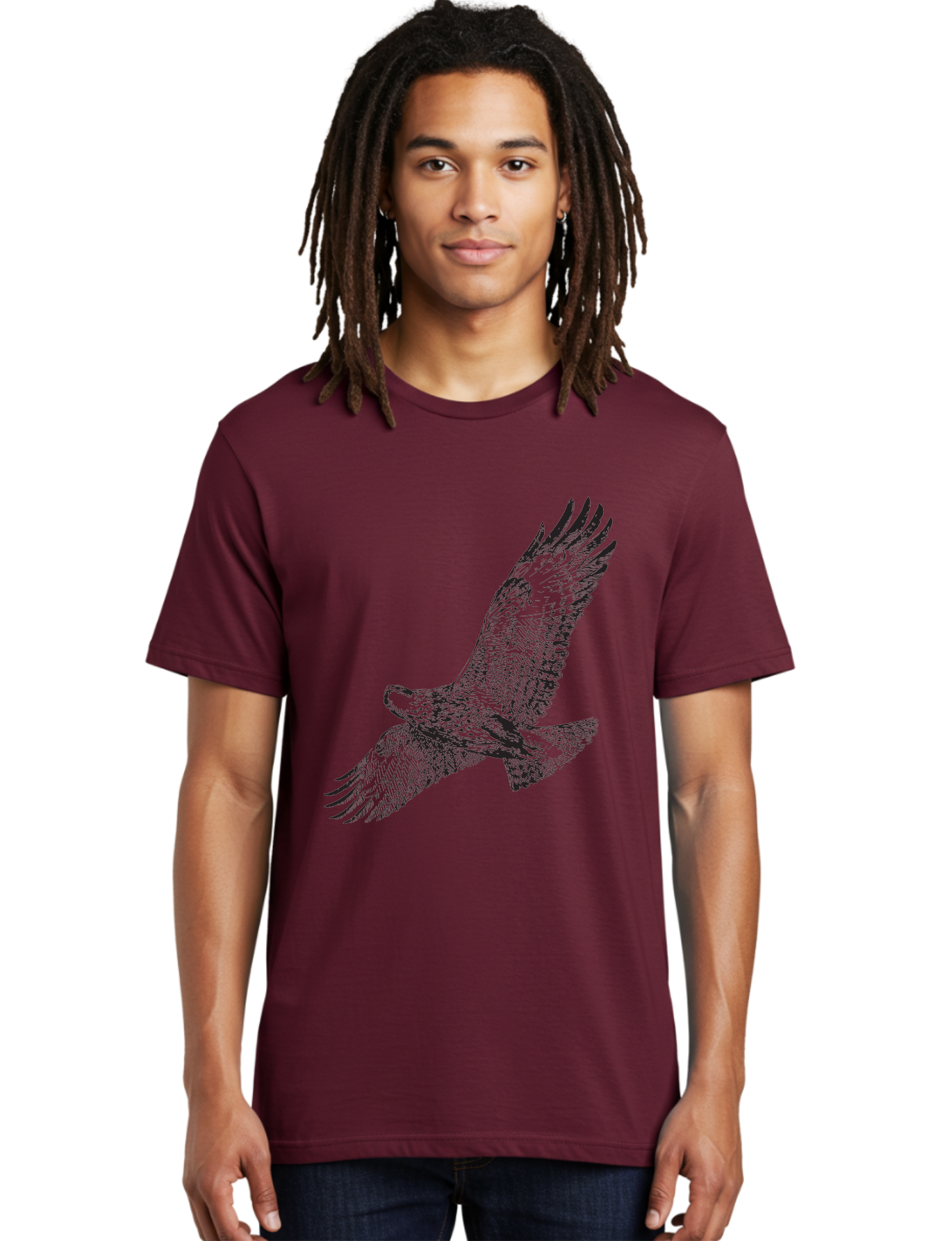 Falcon-In-Flight Men'S Graphic Tee, 100% Cotton, Comfortable Casual Summer Wear, Machine Washable, Eagle In Flight, Bird Of Prey, Wingspan, Majestic Creature, Freedom, Soaring High, Wildlife Art Aad881