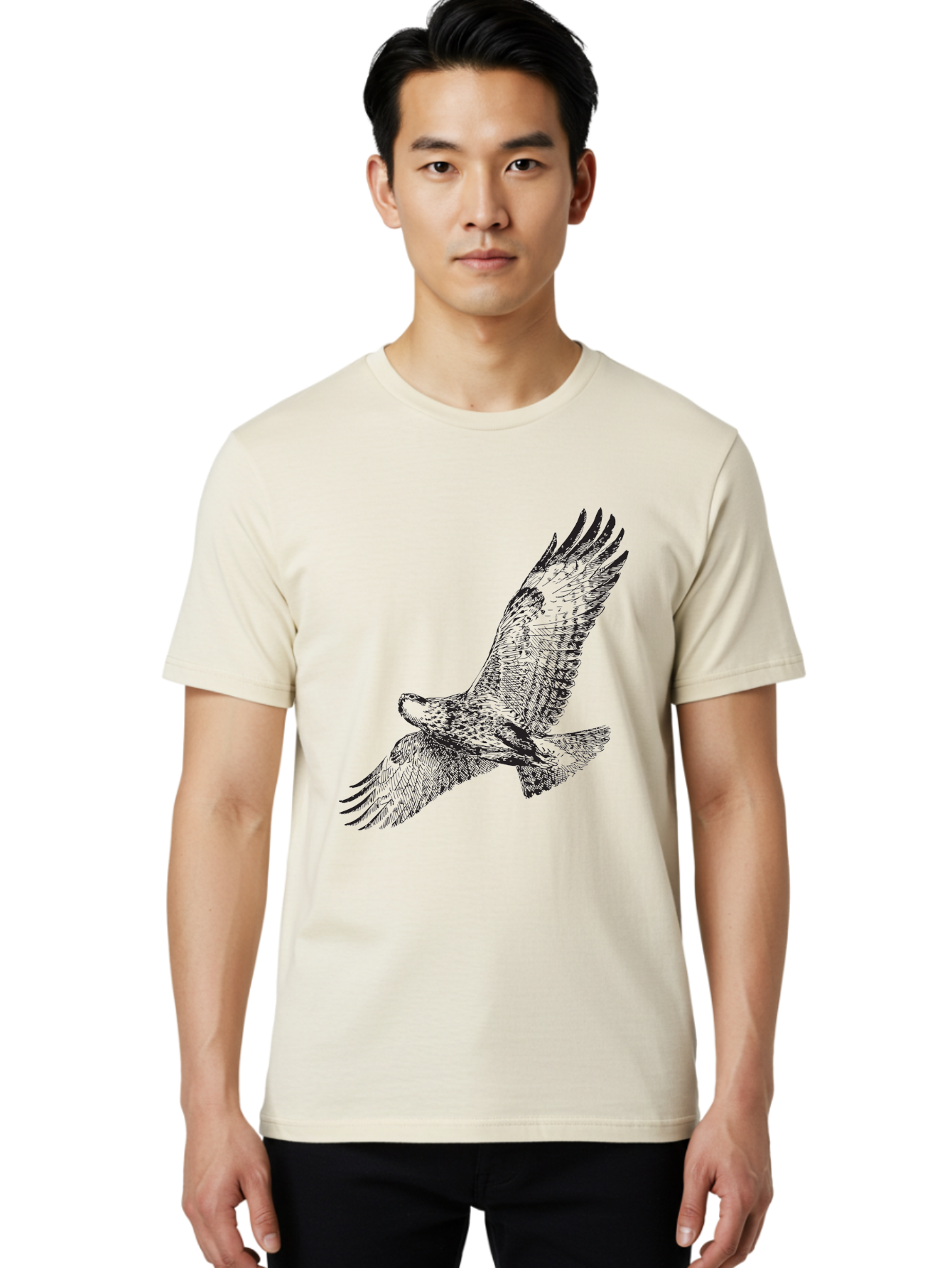 Falcon-In-Flight Men'S Graphic Tee, 100% Cotton, Comfortable Casual Summer Wear, Machine Washable, Eagle In Flight, Bird Of Prey, Wingspan, Majestic Creature, Freedom, Soaring High, Wildlife Art Aad881