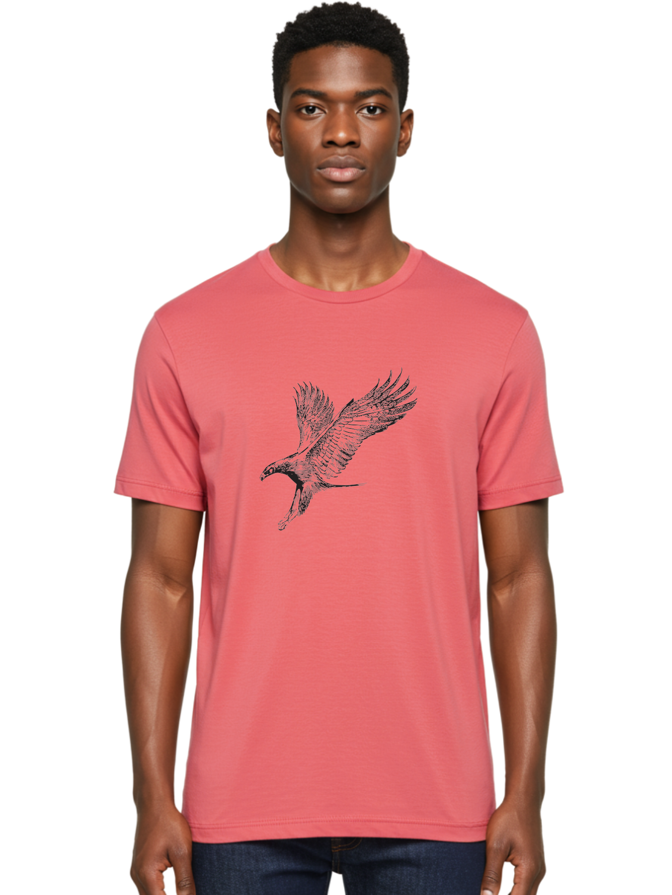 Flying-Eagle Men'S Graphic Tee, 100% Cotton, Comfortable Casual Summer Wear, Machine Washable, Eagle Soaring Through The Air, Bird In Flight, Majestic Creature, Sharp Talons, Spread Wings, Freedom Symbol, Wildlife, Nature Aad882