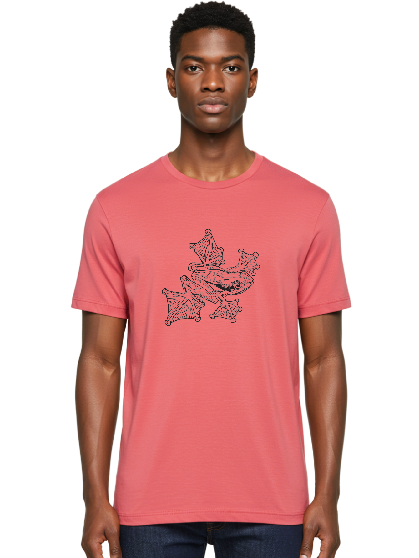 Flying-Guppy Men'S Graphic Tee, 100% Cotton, Comfortable Casual Summer Wear, Machine Washable, Flying Fish, Ocean Creatures, Marine Life, Black Outline, Vibrant Fins, Aquatic Animals, Underwater World, Illustration Art, Line Drawing Aad883