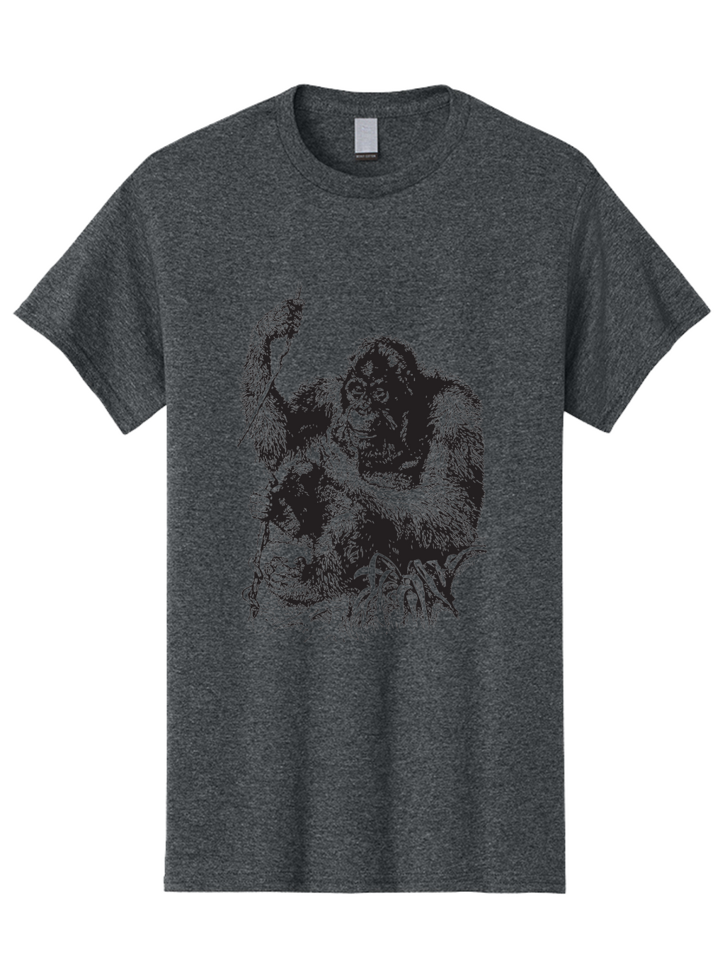 Foxy-Gorilla Men'S Graphic Tee, 100% Cotton, Comfortable Casual Summer Wear, Machine Washable, Gorilla Holding Foxy, Wild Animals, Jungle Creatures, Furry Friends, Animal Graphics, Wildlife Art, Primal Scene, Savage Beast Aad886