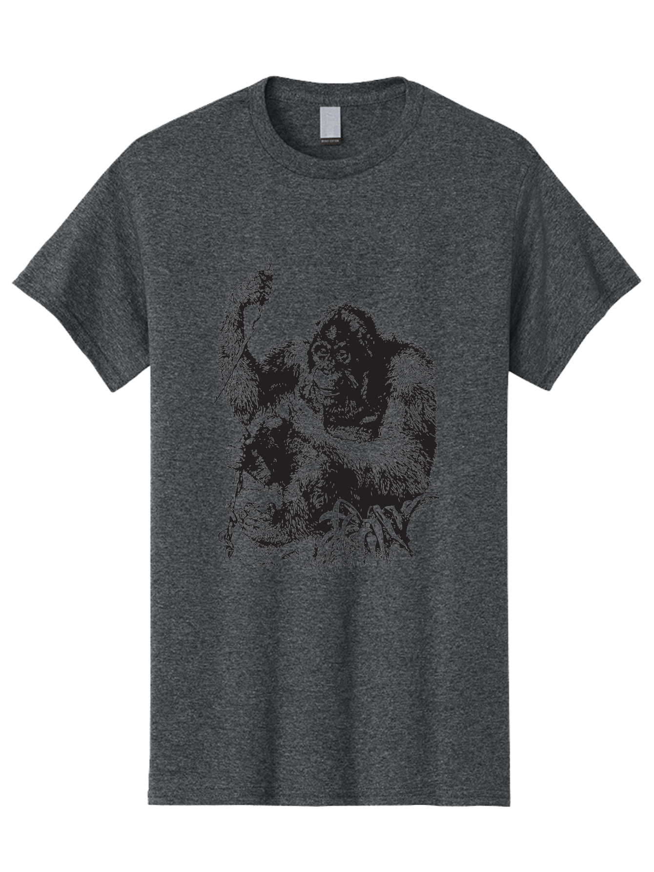 Foxy-Gorilla Men'S Graphic Tee, 100% Cotton, Comfortable Casual Summer Wear, Machine Washable, Gorilla Holding Foxy, Wild Animals, Jungle Creatures, Furry Friends, Animal Graphics, Wildlife Art, Primal Scene, Savage Beast Aad886