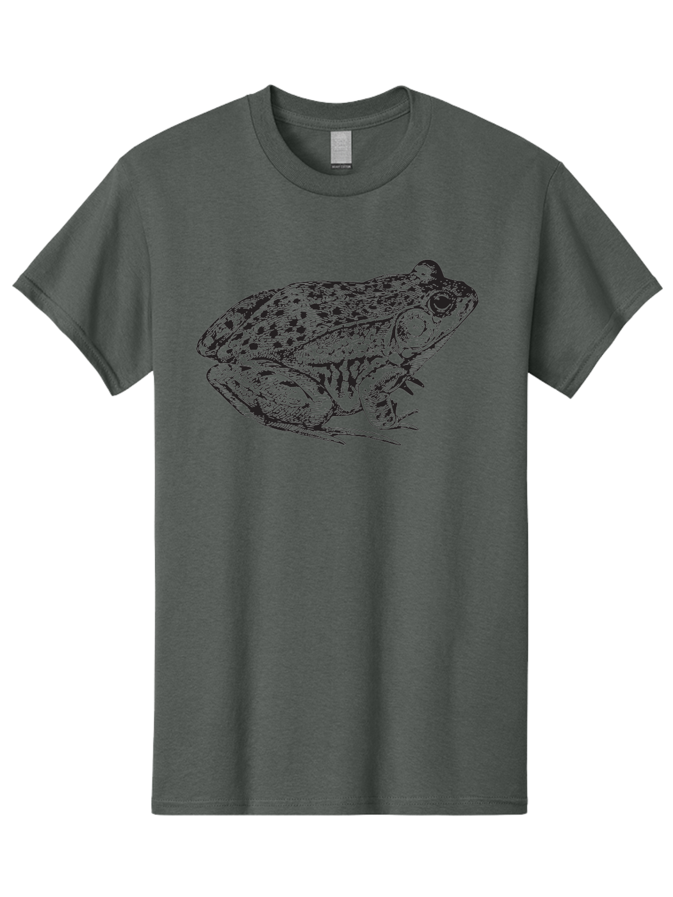 Frog-Illustration Men'S Graphic Tee, 100% Cotton, Comfortable Casual Summer Wear, Machine Washable, Frog, Toad, Amphibian, Illustration, Detailed Drawing, Wildlife Art, Nature, Animal, Black Lines Aad887