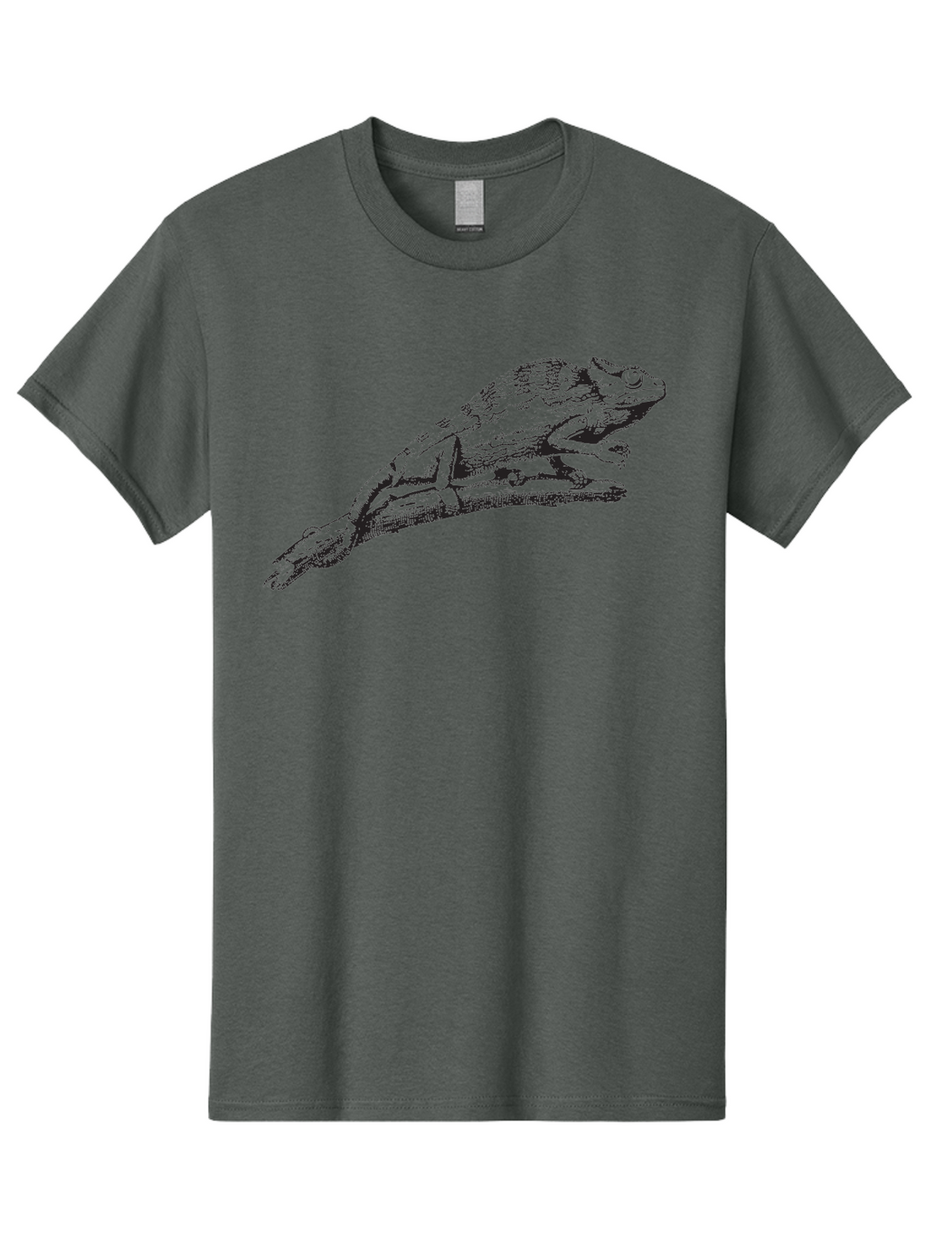 Frog-On-Branch Men'S Graphic Tee, 100% Cotton, Comfortable Casual Summer Wear, Machine Washable, Frog On A Branch, Wildlife, Amphibian, Nature, Animal, Natural Habitat, Serene, Black And Green, Illustration, Detailed Artwork, Textured Drawing, Aad888