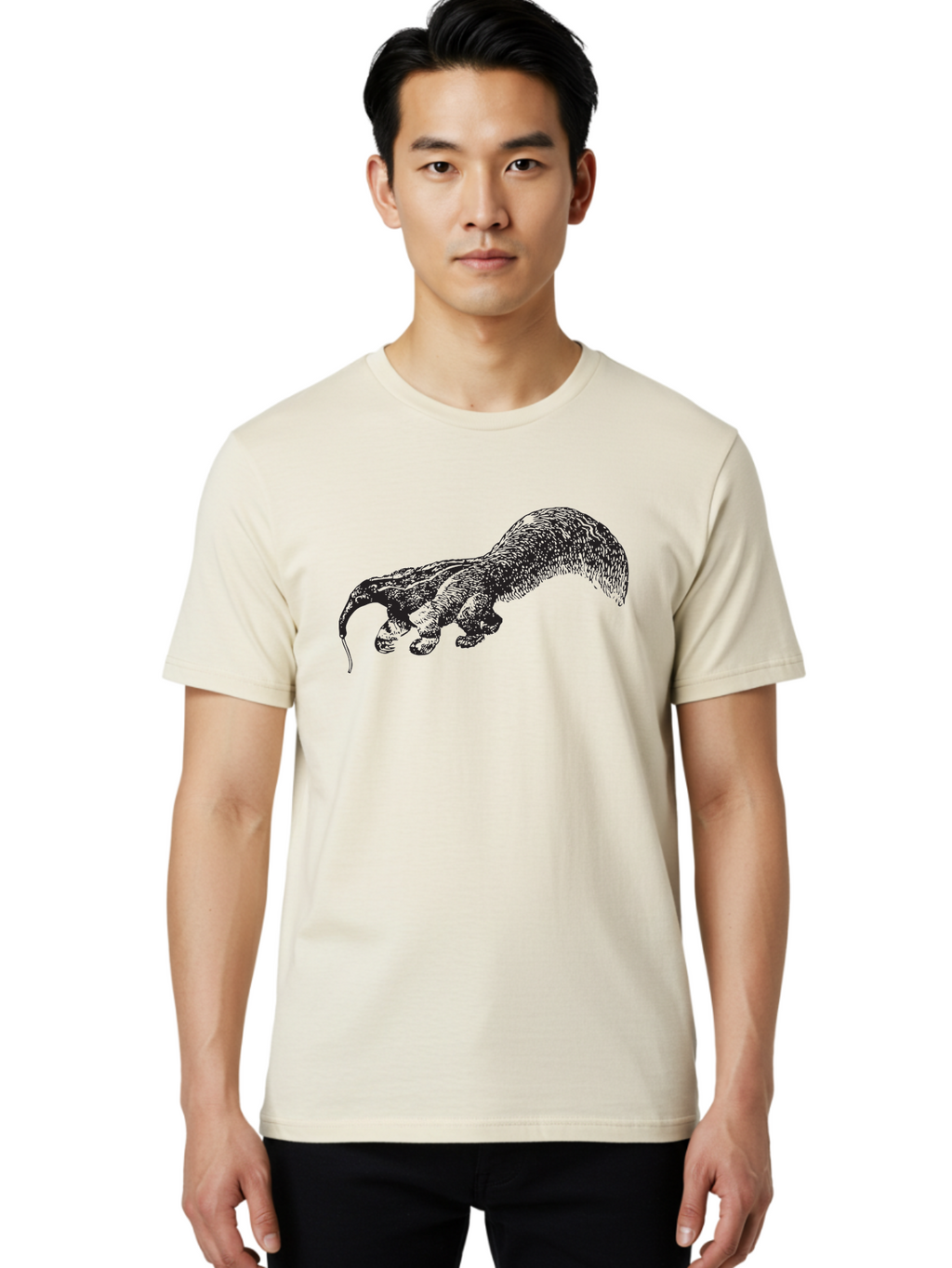 Furry-Hand Men'S Graphic Tee, 100% Cotton, Comfortable Casual Summer Wear, Machine Washable, Furry Hand, Hairy Fingers, Detailed Illustration, Dark Shading, Unique Artwork, Surreal Image, Fantasy Creature, Mysterious Figure, Aad890