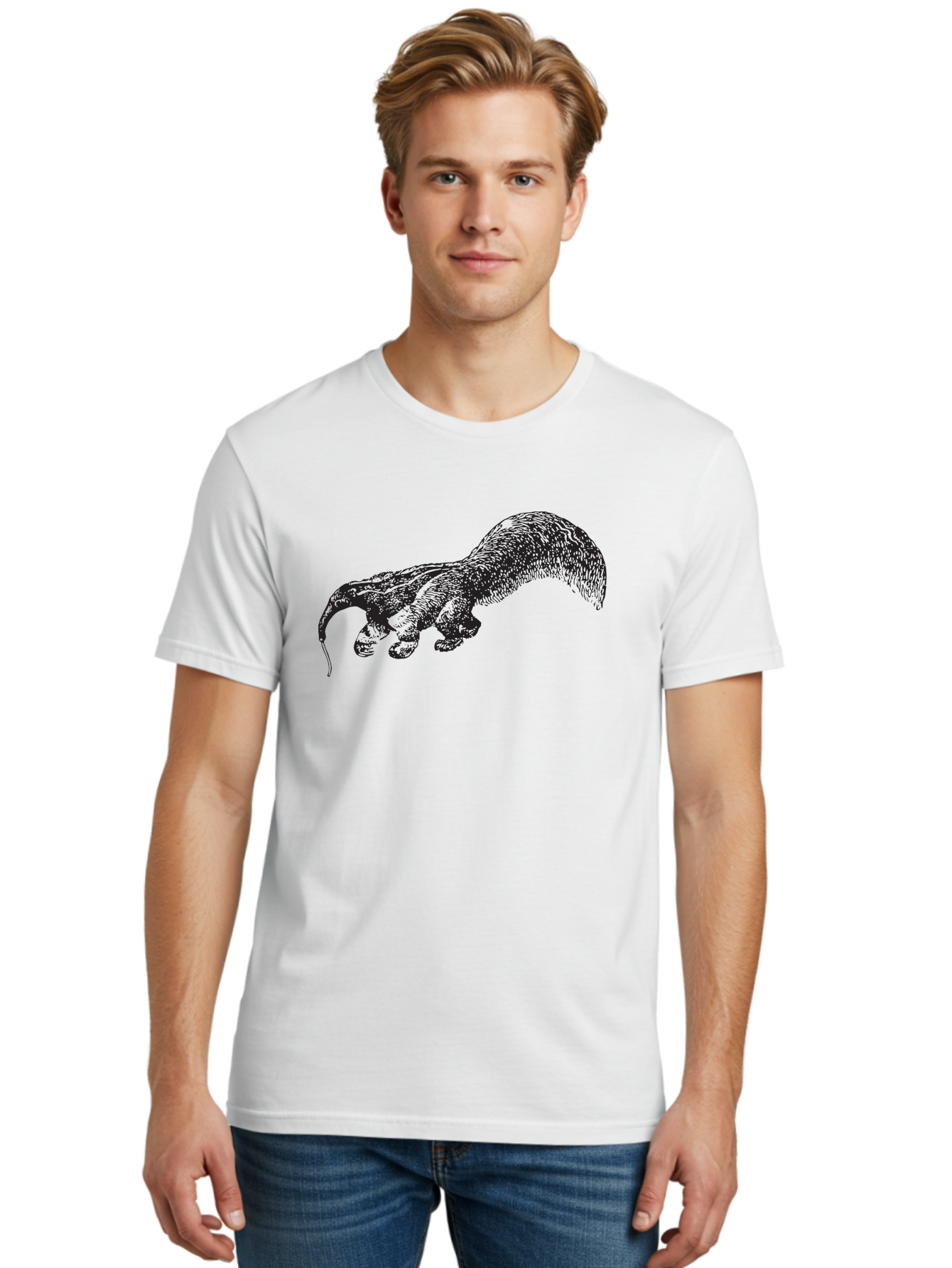 Furry-Hand Men'S Graphic Tee, 100% Cotton, Comfortable Casual Summer Wear, Machine Washable, Furry Hand, Hairy Fingers, Detailed Illustration, Dark Shading, Unique Artwork, Surreal Image, Fantasy Creature, Mysterious Figure, Aad890