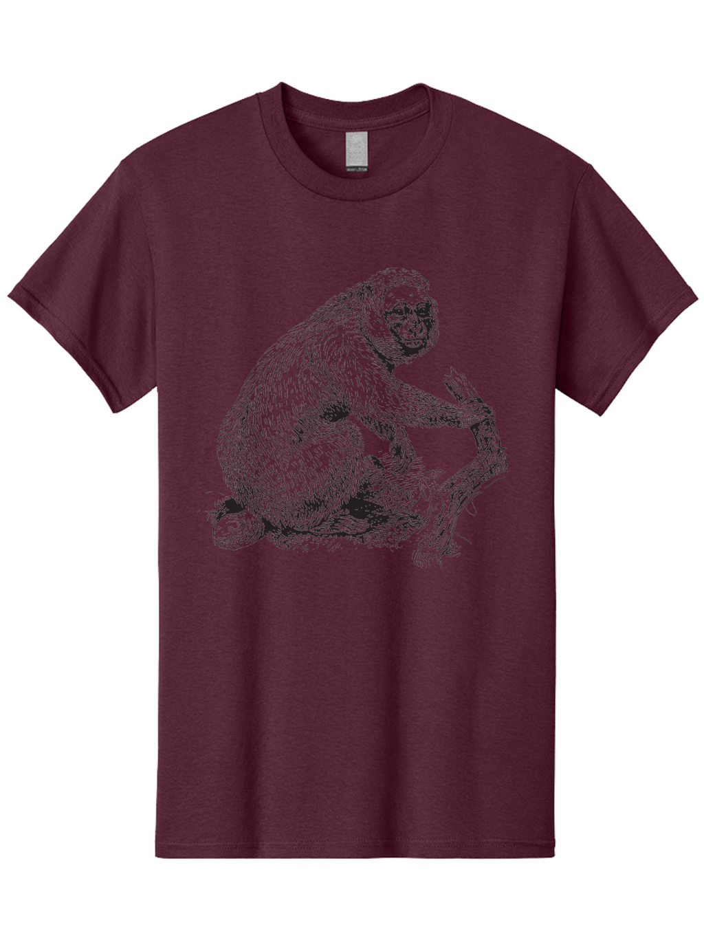 Gibbon Men'S Graphic Tee, 100% Cotton, Comfortable Casual Summer Wear, Machine Washable, Gorilla Illustration, Monkey Drawing, Primate Art, Wildlife Graphic, Furry Texture, Detailed Strokes, Wildlife Illustration Aad891