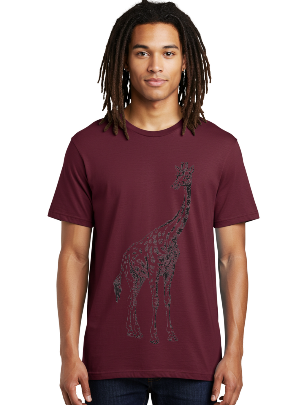 Giraffe-1 Men'S Graphic Tee, 100% Cotton, Comfortable Casual Summer Wear, Machine Washable, Giraffe Standing, Tall Animal, Wildlife, Spotted Fur, Long Neck, Safari, Exotic, Wild, Free Ranging, Tall Creature Aad892