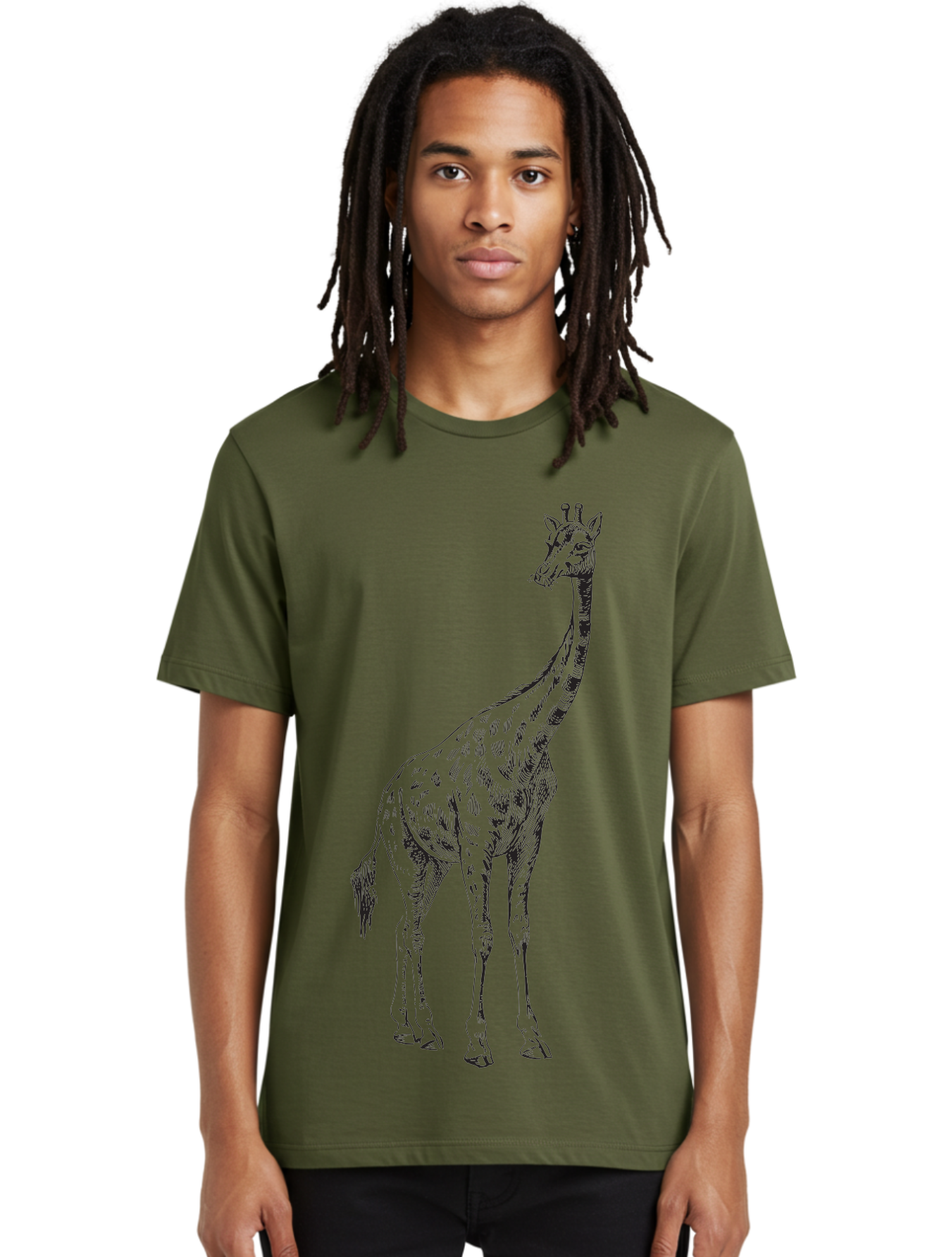 Giraffe-1 Men'S Graphic Tee, 100% Cotton, Comfortable Casual Summer Wear, Machine Washable, Giraffe Standing, Tall Animal, Wildlife, Spotted Fur, Long Neck, Safari, Exotic, Wild, Free Ranging, Tall Creature Aad892