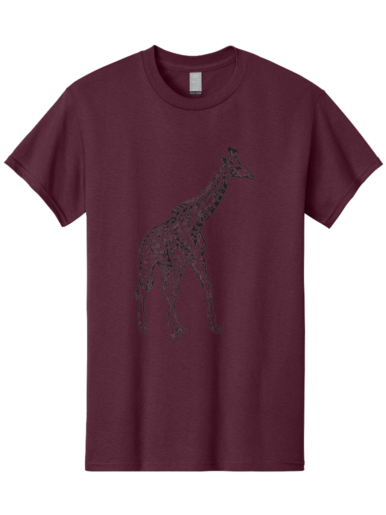 Giraffe Men'S Graphic Tee, 100% Cotton, Comfortable Casual Summer Wear, Machine Washable, Giraffe Illustration, Safari Animal, Wildlife Graphic, Spotted Fur, Tall Mammal, Cartoon Style, Simple Design, Black Outline Aad893