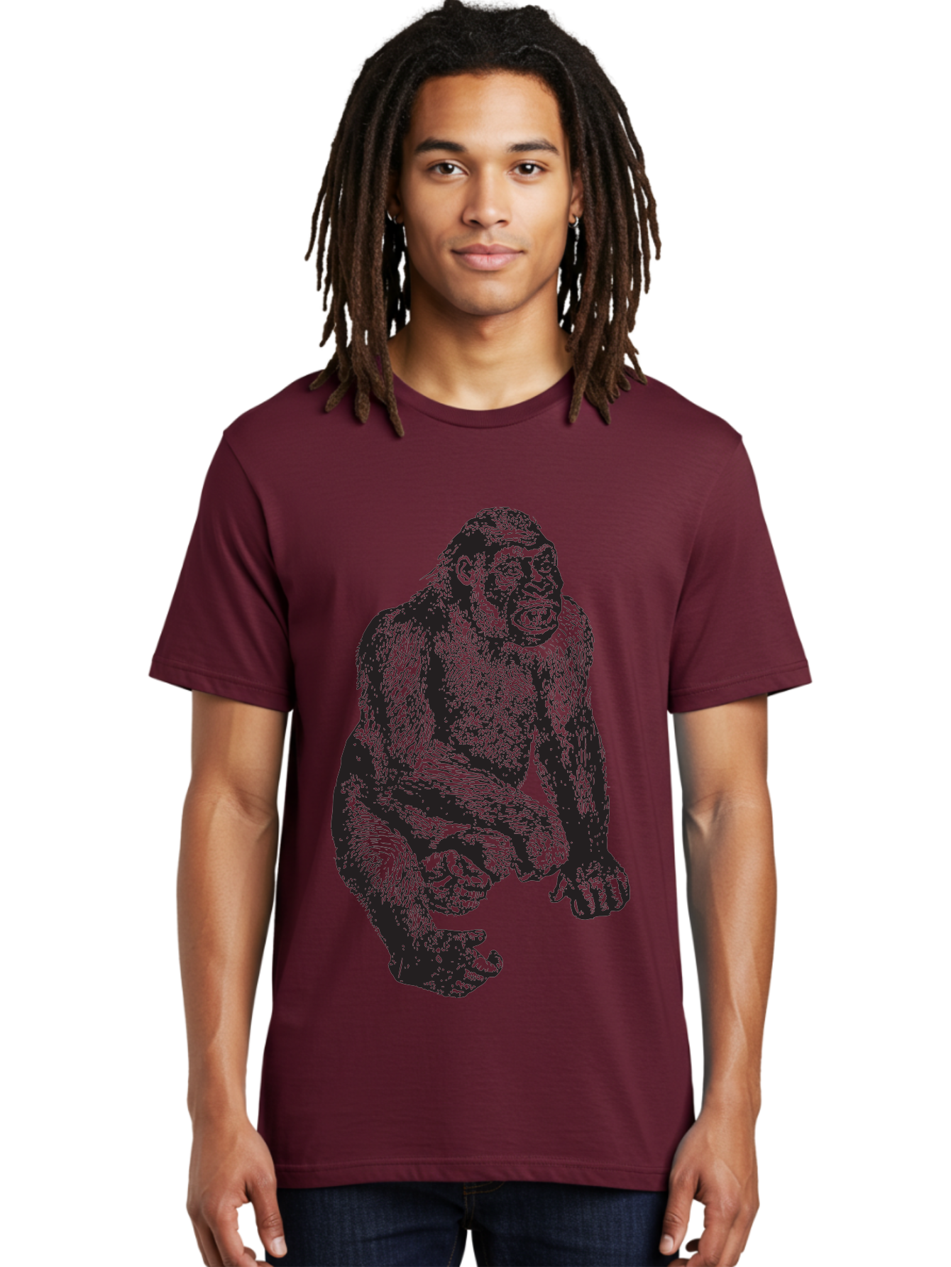Gorilla Men'S Graphic Tee, 100% Cotton, Comfortable Casual Summer Wear, Machine Washable, Gorilla Illustration, Primate Art, Wildlife Graphic, Animal Design, Monkey Sketch, Wild Animal Portrait Aad894