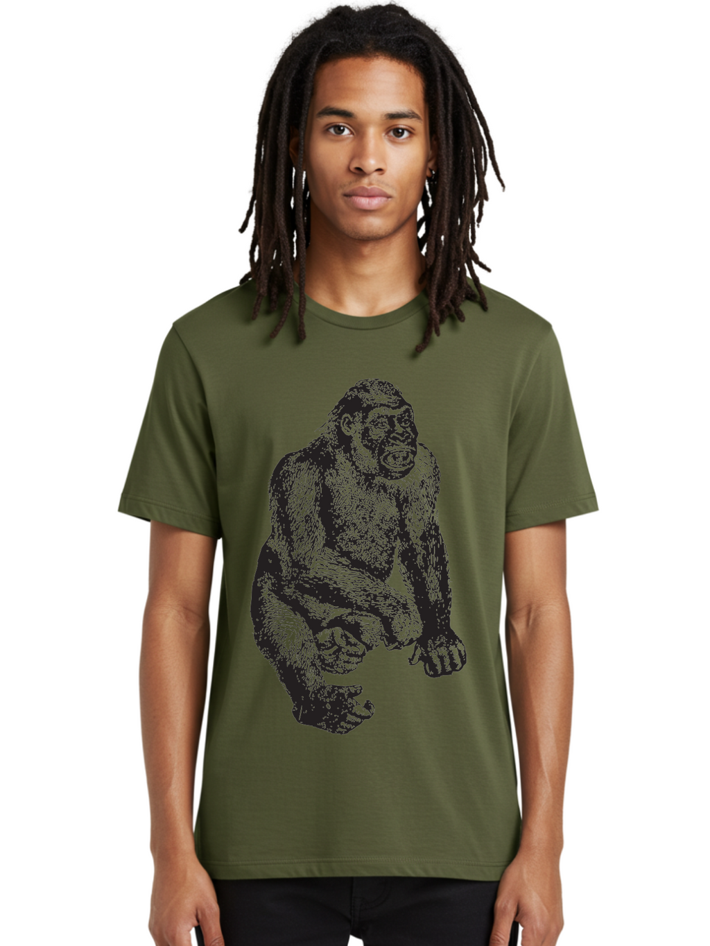 Gorilla Men'S Graphic Tee, 100% Cotton, Comfortable Casual Summer Wear, Machine Washable, Gorilla Illustration, Primate Art, Wildlife Graphic, Animal Design, Monkey Sketch, Wild Animal Portrait Aad894