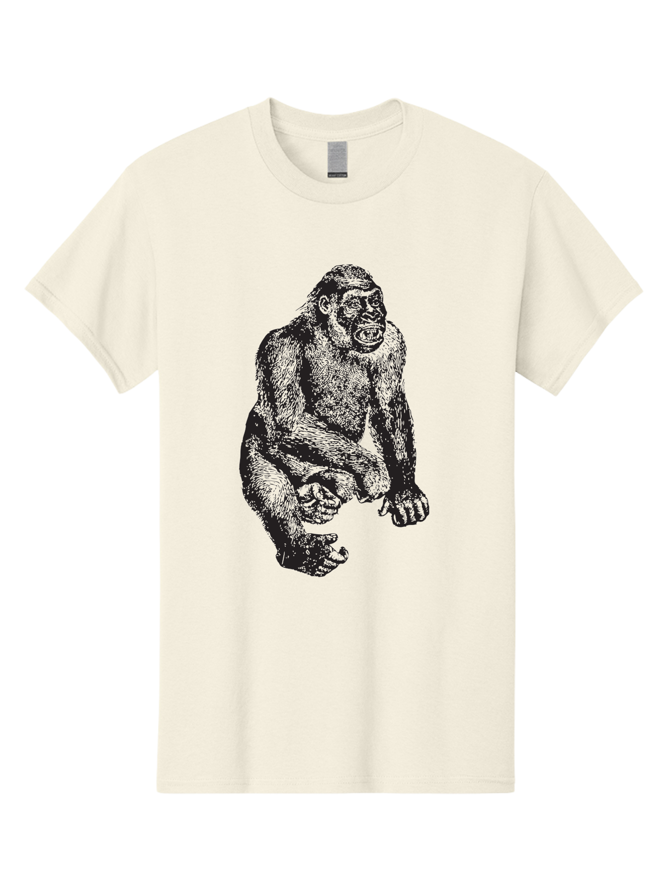 Gorilla Men'S Graphic Tee, 100% Cotton, Comfortable Casual Summer Wear, Machine Washable, Gorilla Illustration, Primate Art, Wildlife Graphic, Animal Design, Monkey Sketch, Wild Animal Portrait Aad894
