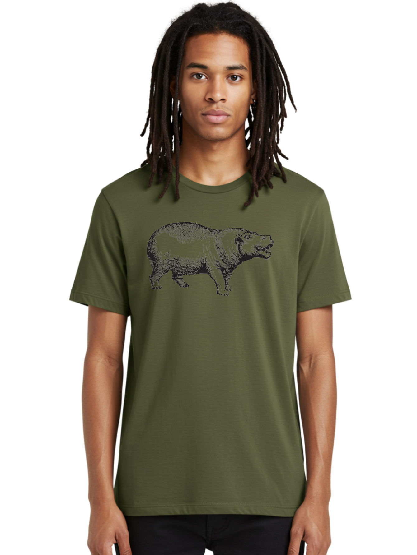 Hippopotamus Men'S Graphic Tee, 100% Cotton, Comfortable Casual Summer Wear, Machine Washable, Hippopotamus, Wild Animal, Large Mammal, Open Mouth, Detailed Illustration, Wildlife, Nature, Safari, River Creature, Angry Animal Aad898