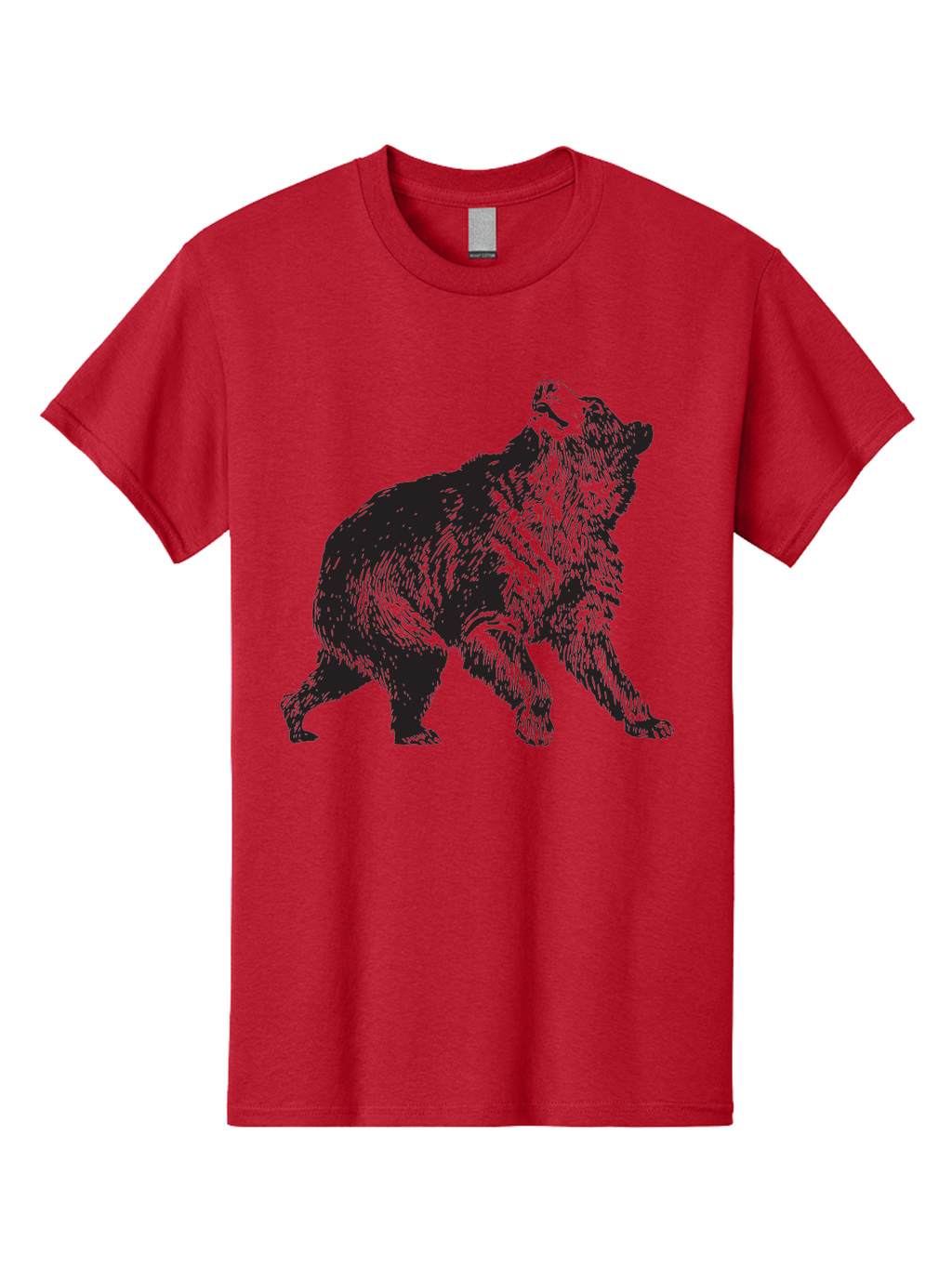 Howling-Wolf Men'S Graphic Tee, 100% Cotton, Comfortable Casual Summer Wear, Machine Washable, Bear Howling, Wild Animal, Wildlife Conservation, Furry Mammal, Roaring Bear, Animal Illustration, Wildlife Art Aad899