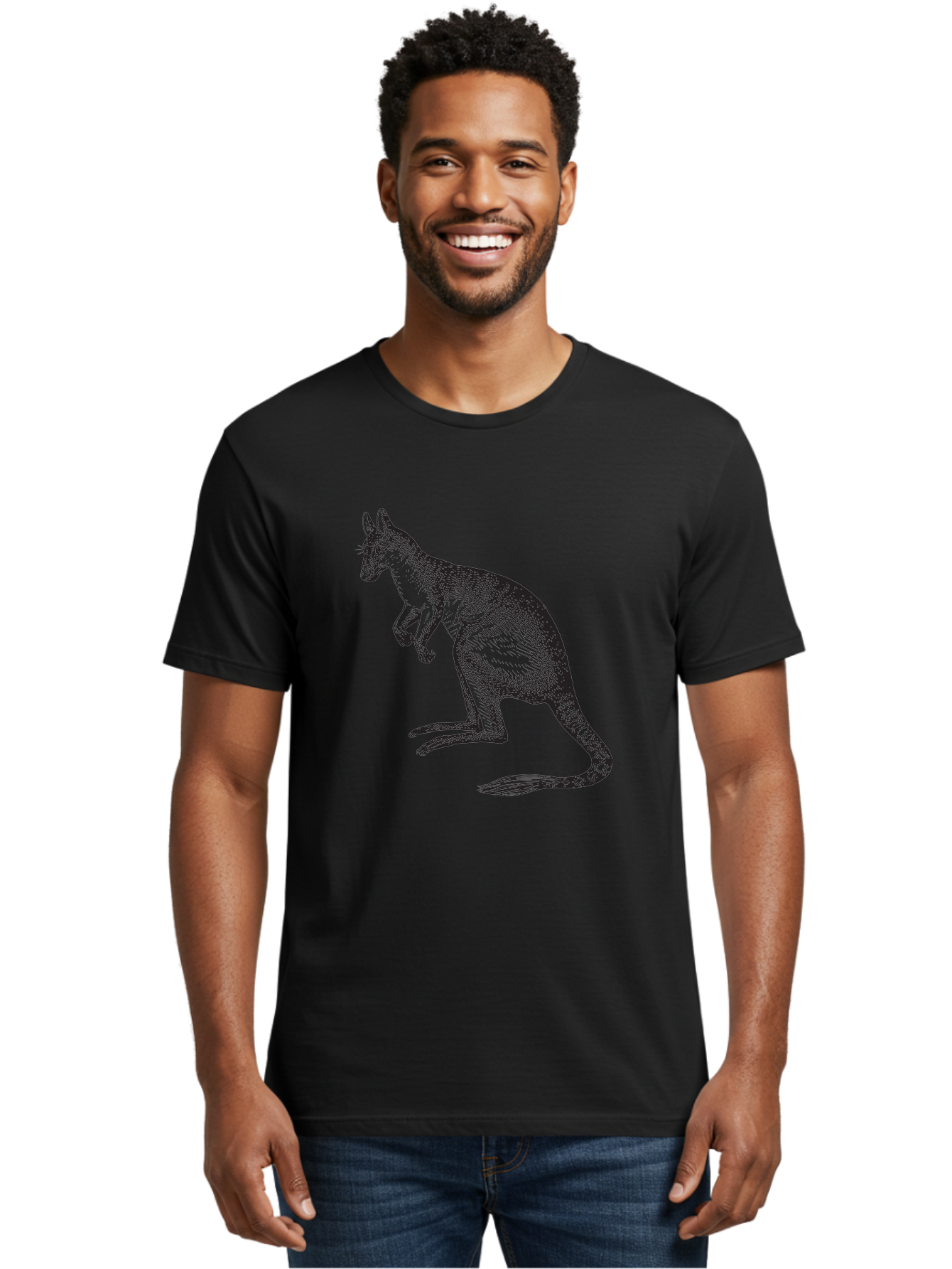 Kangaroo Men'S Graphic Tee, 100% Cotton, Comfortable Casual Summer Wear, Machine Washable, Kangaroo Illustration, Marsupial Animal, Wildlife Art, Australian Fauna, Hopping Kangaroo, Wildlife Illustration, Animal Drawing Aad902