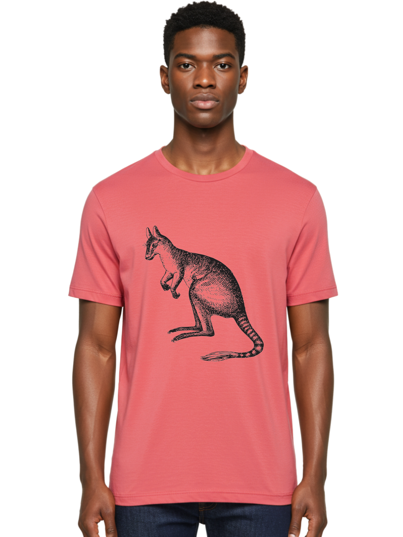 Kangaroo Men'S Graphic Tee, 100% Cotton, Comfortable Casual Summer Wear, Machine Washable, Kangaroo Illustration, Marsupial Animal, Wildlife Art, Australian Fauna, Hopping Kangaroo, Wildlife Illustration, Animal Drawing Aad902