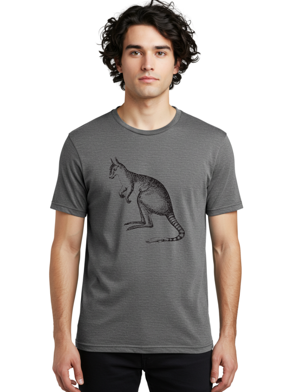 Kangaroo Men'S Graphic Tee, 100% Cotton, Comfortable Casual Summer Wear, Machine Washable, Kangaroo Illustration, Marsupial Animal, Wildlife Art, Australian Fauna, Hopping Kangaroo, Wildlife Illustration, Animal Drawing Aad902