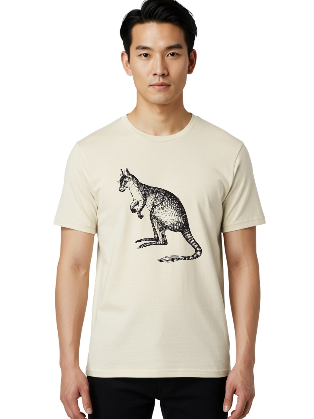 Kangaroo Men'S Graphic Tee, 100% Cotton, Comfortable Casual Summer Wear, Machine Washable, Kangaroo Illustration, Marsupial Animal, Wildlife Art, Australian Fauna, Hopping Kangaroo, Wildlife Illustration, Animal Drawing Aad902