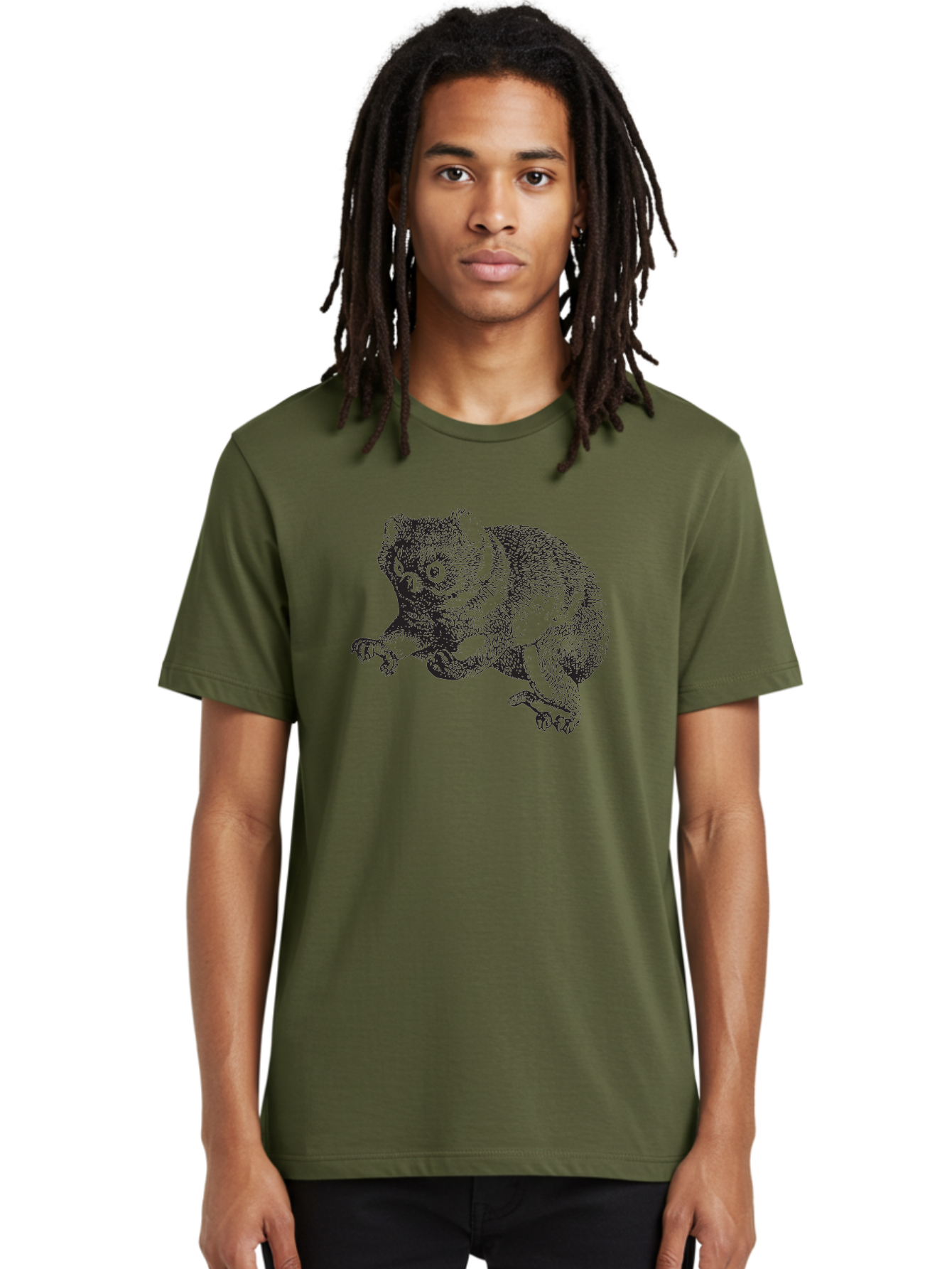 Koala Men'S Graphic Tee, 100% Cotton, Comfortable Casual Summer Wear, Machine Washable, Koala Illustration, Marsupial Animal, Wildlife Art, Australian Native, Cute Creature, Sketch Drawing, Detailed Texture, Furry Mammal, Wildlife Conservation Aad903