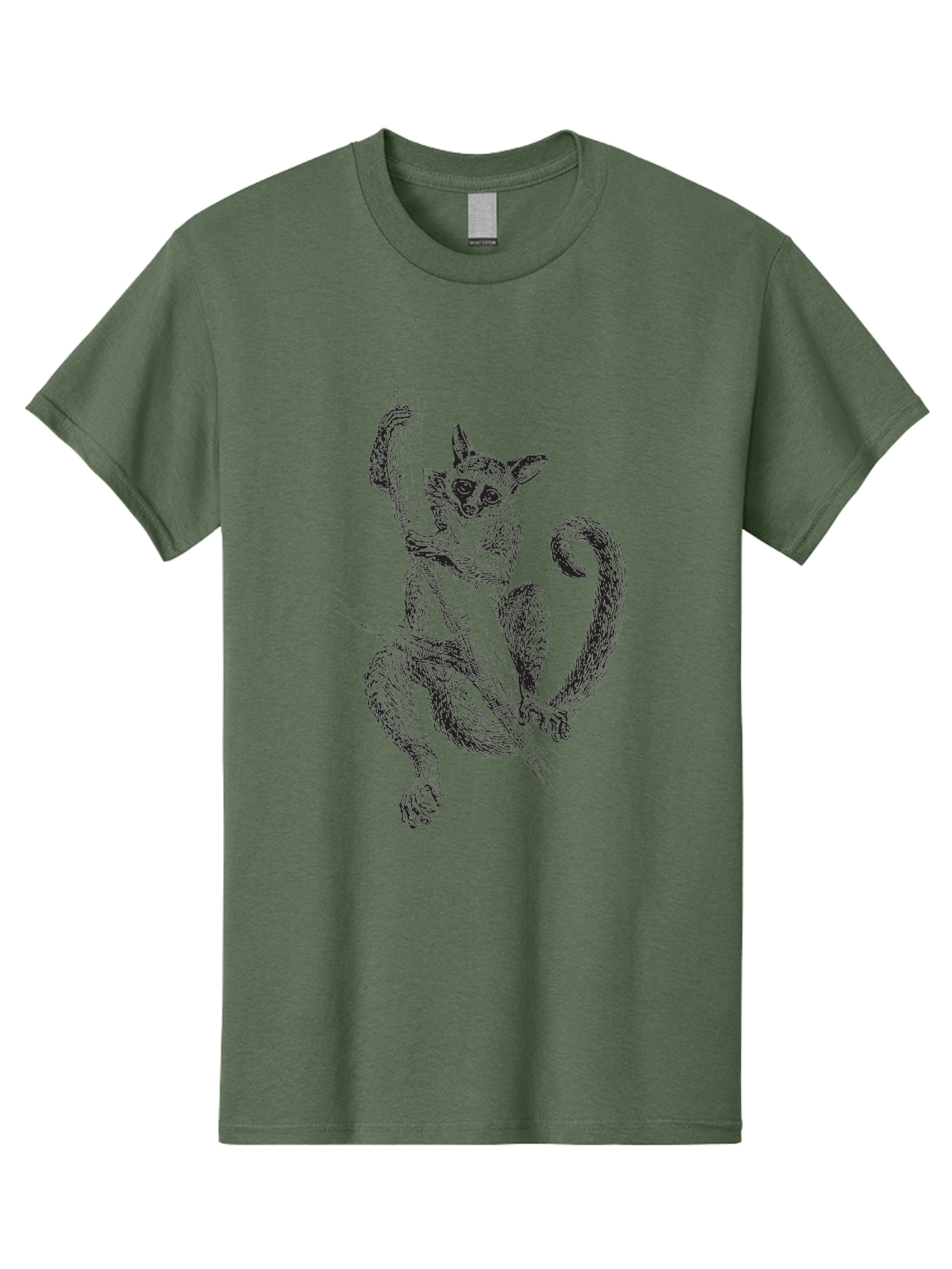 Lemur-Sketch Men'S Graphic Tee, 100% Cotton, Comfortable Casual Summer Wear, Machine Washable, Lemur Hanging From Tree Branch, Wild Animal, Primate, Tropical Forest, Agile Creature, Detailed Illustration, Wildlife Art, Exotic Species, Aad905