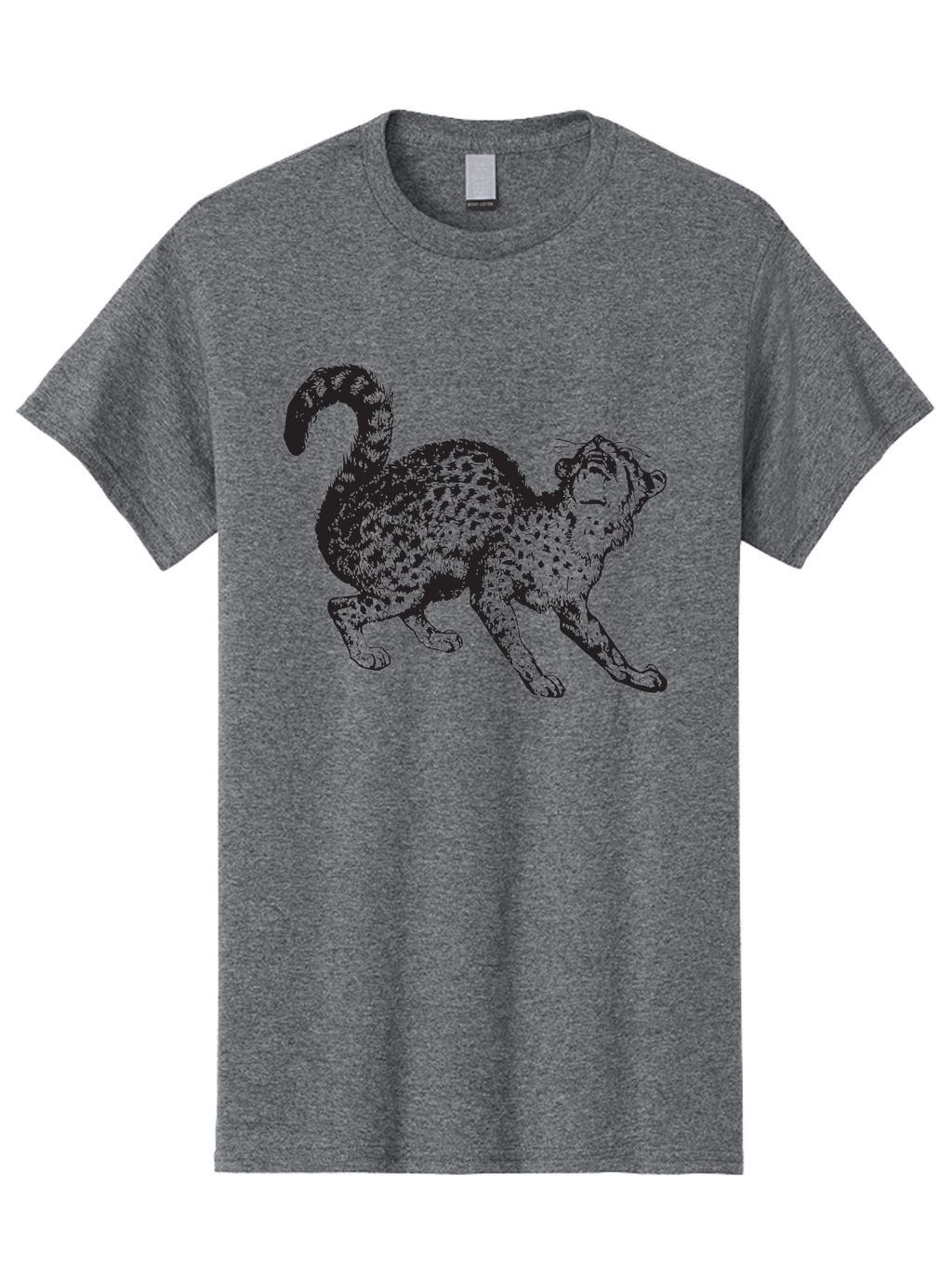 Leopard-1 Men'S Graphic Tee, 100% Cotton, Comfortable Casual Summer Wear, Machine Washable, Leopard, Spotted Fur, Wild Cat, Black Illustration, Dynamic Pose, Wildlife Art, Feline, Animal Graphic, Spotted Pattern Aad906