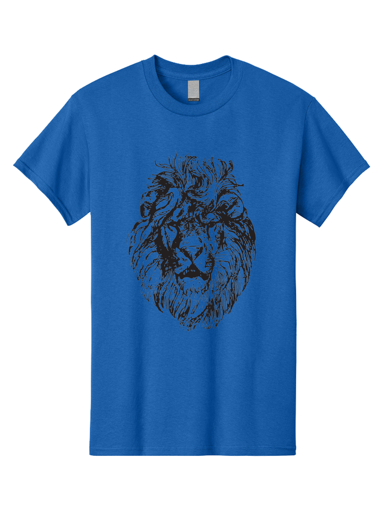 Lion-Head-Illustration Men'S Graphic Tee, 100% Cotton, Comfortable Casual Summer Wear, Machine Washable, Lion Face, Majestic Mane, Fierce Expression, Wild Animal, Sketch Art, Bold Lines, Wildlife Symbol, Courageous, Powerful Presence, Aad908